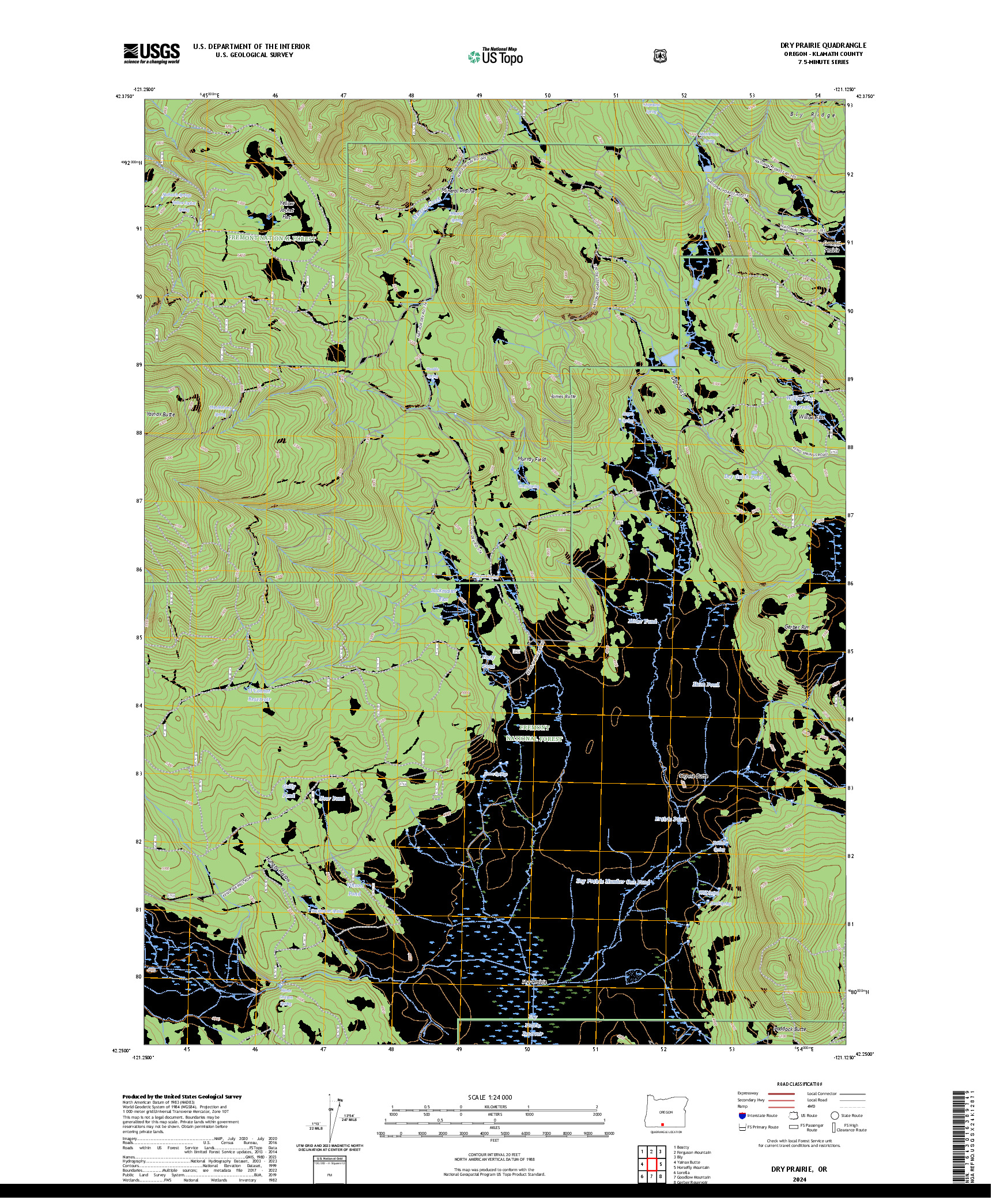 US TOPO 7.5-MINUTE MAP FOR DRY PRAIRIE, OR