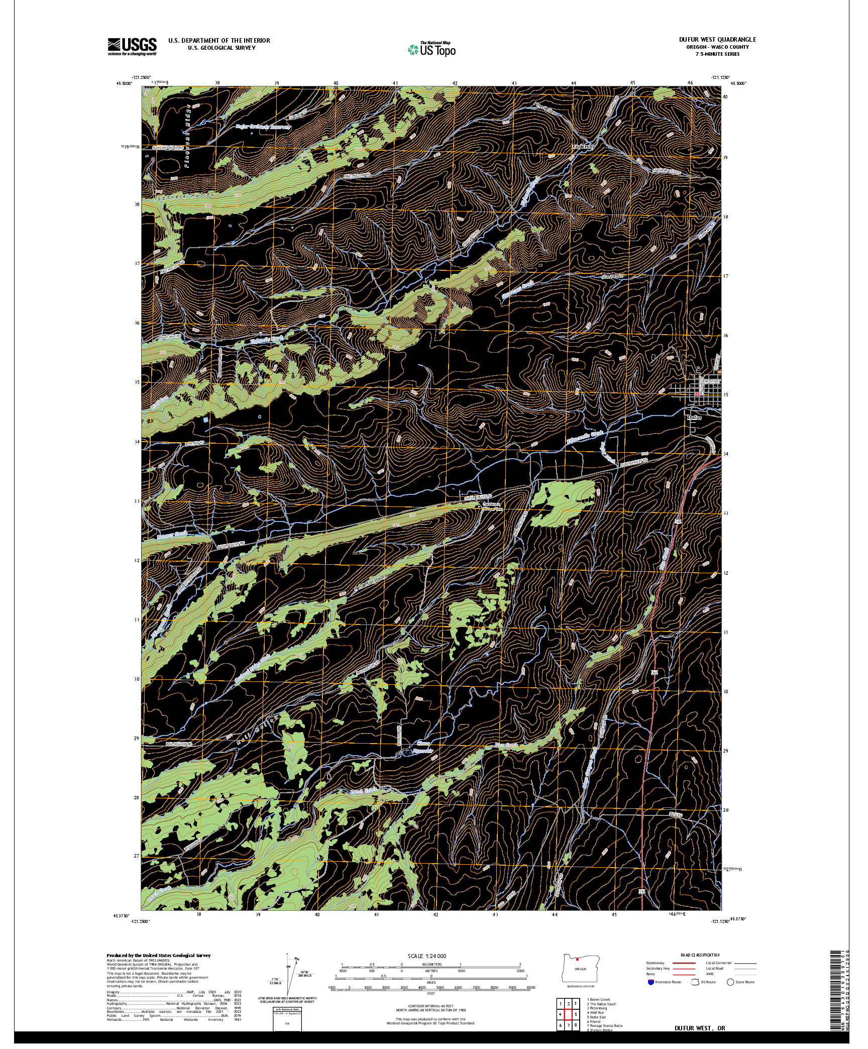 US TOPO 7.5-MINUTE MAP FOR DUFUR WEST, OR