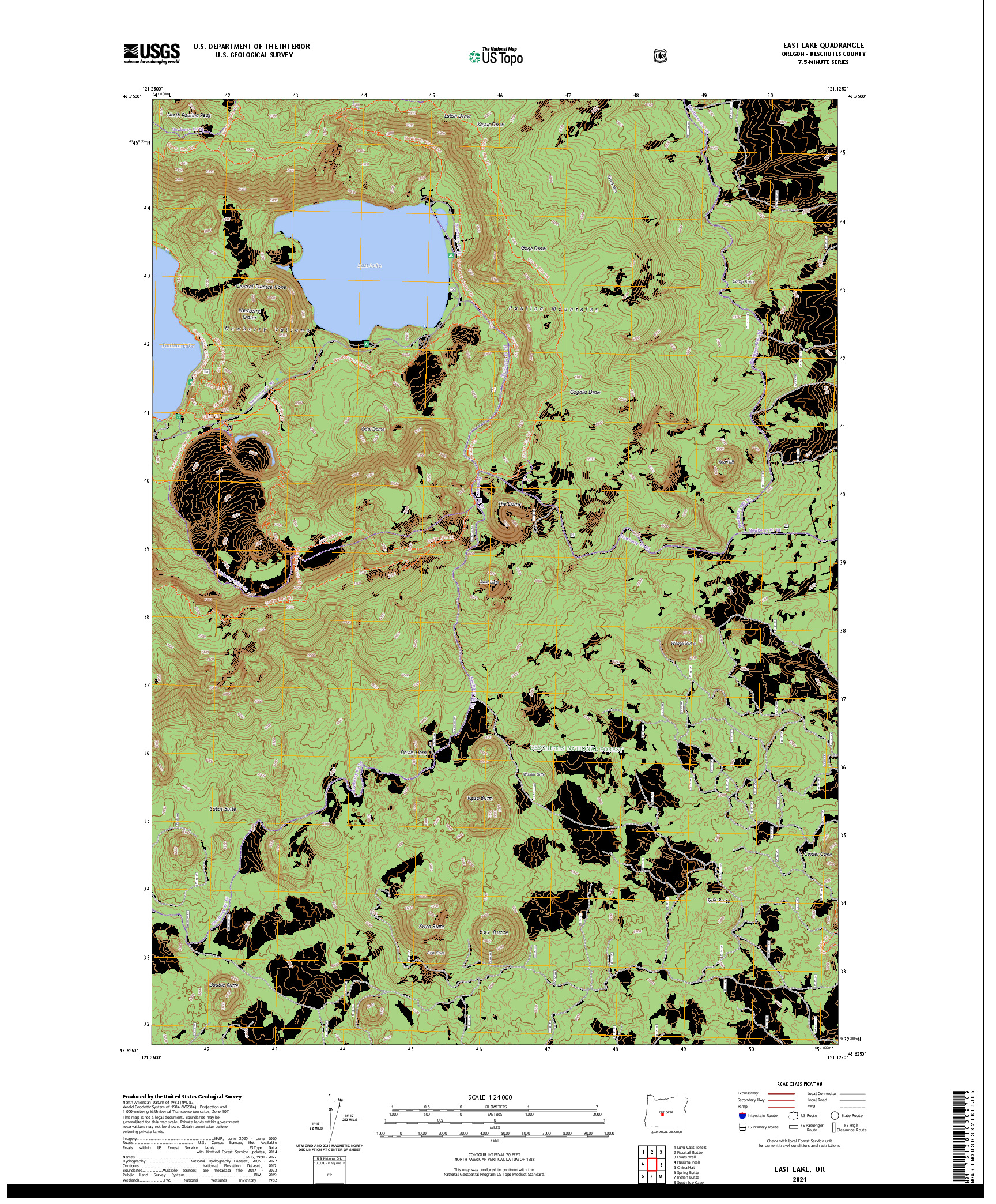 US TOPO 7.5-MINUTE MAP FOR EAST LAKE, OR