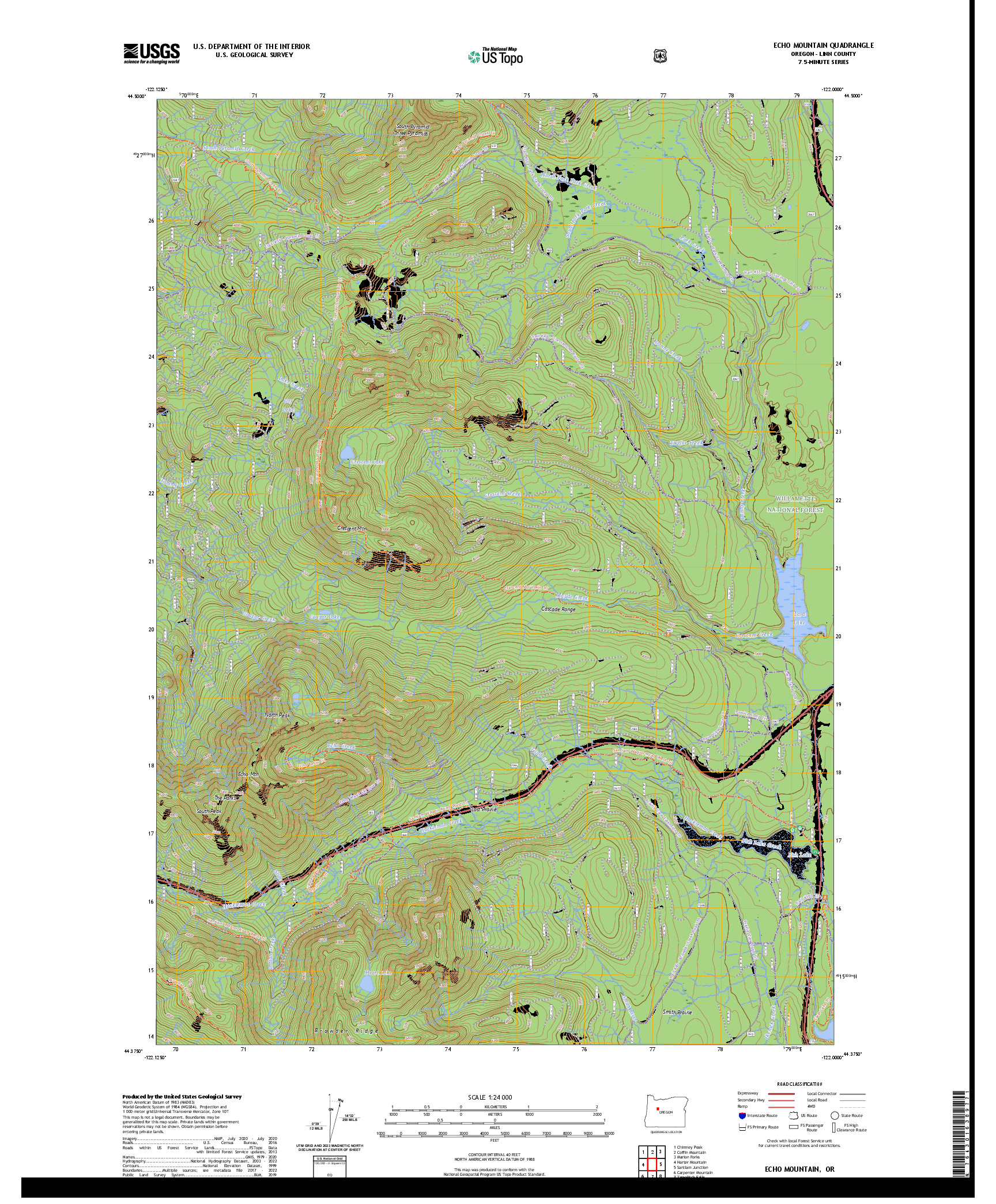 US TOPO 7.5-MINUTE MAP FOR ECHO MOUNTAIN, OR