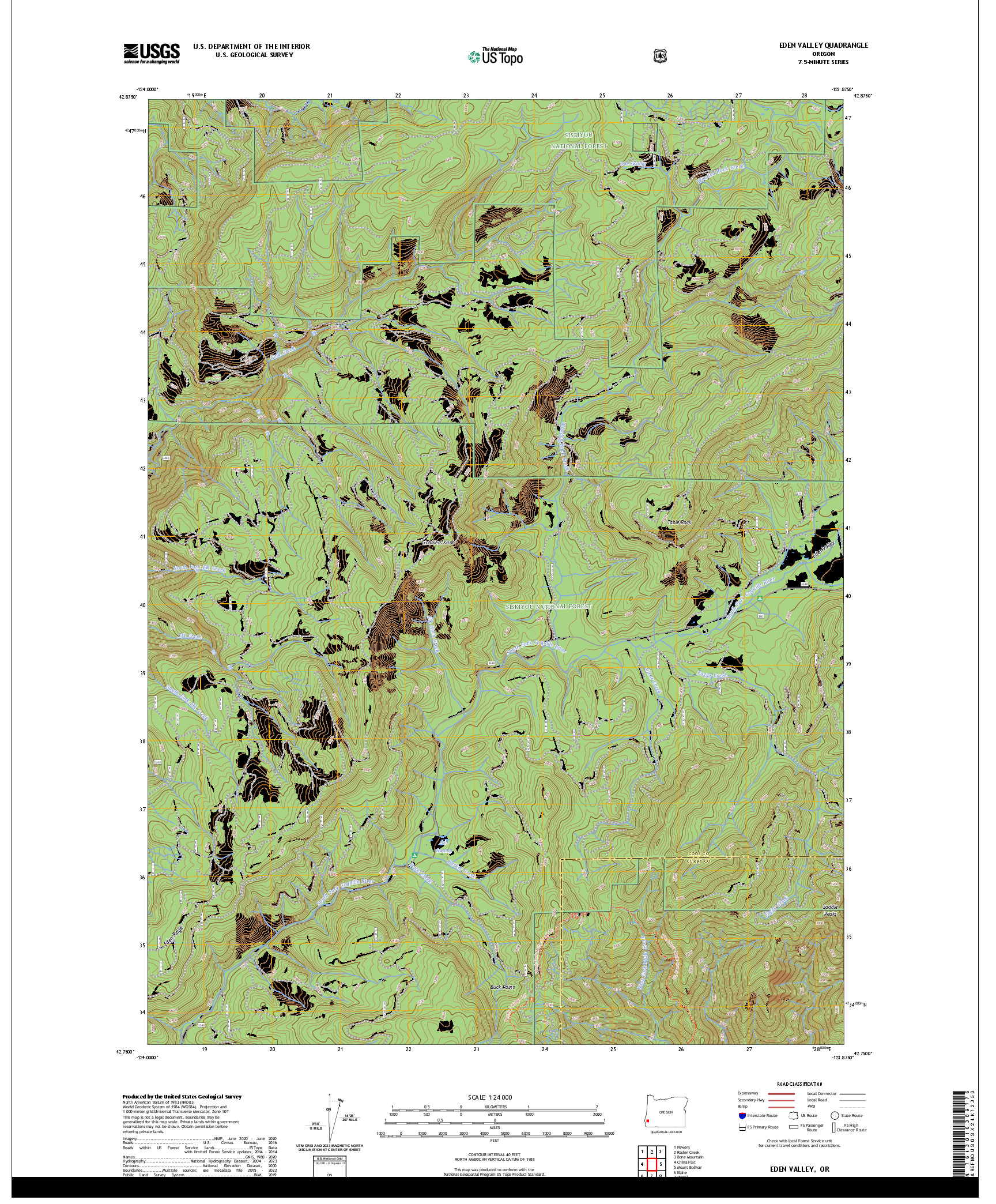 US TOPO 7.5-MINUTE MAP FOR EDEN VALLEY, OR