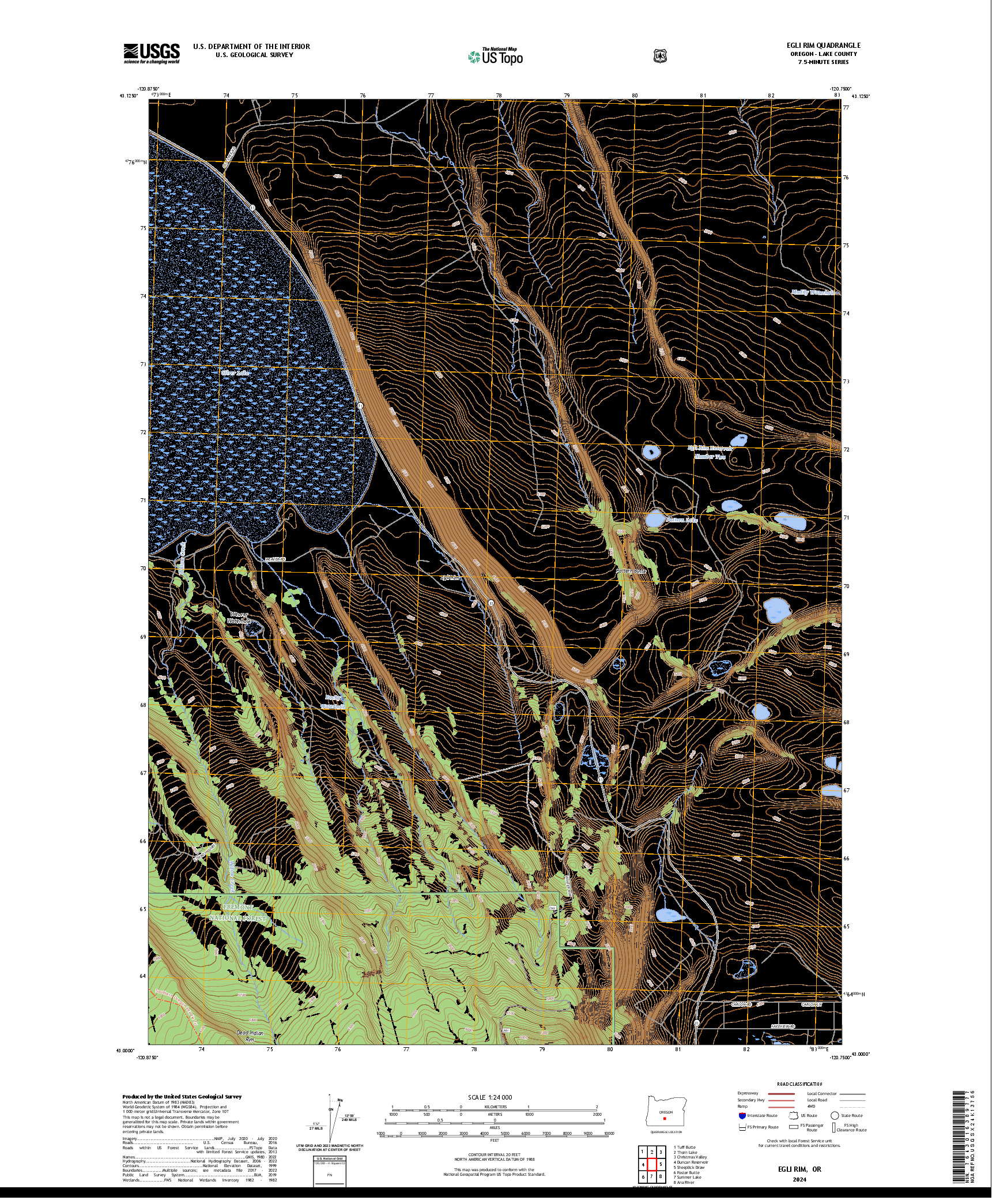 US TOPO 7.5-MINUTE MAP FOR EGLI RIM, OR