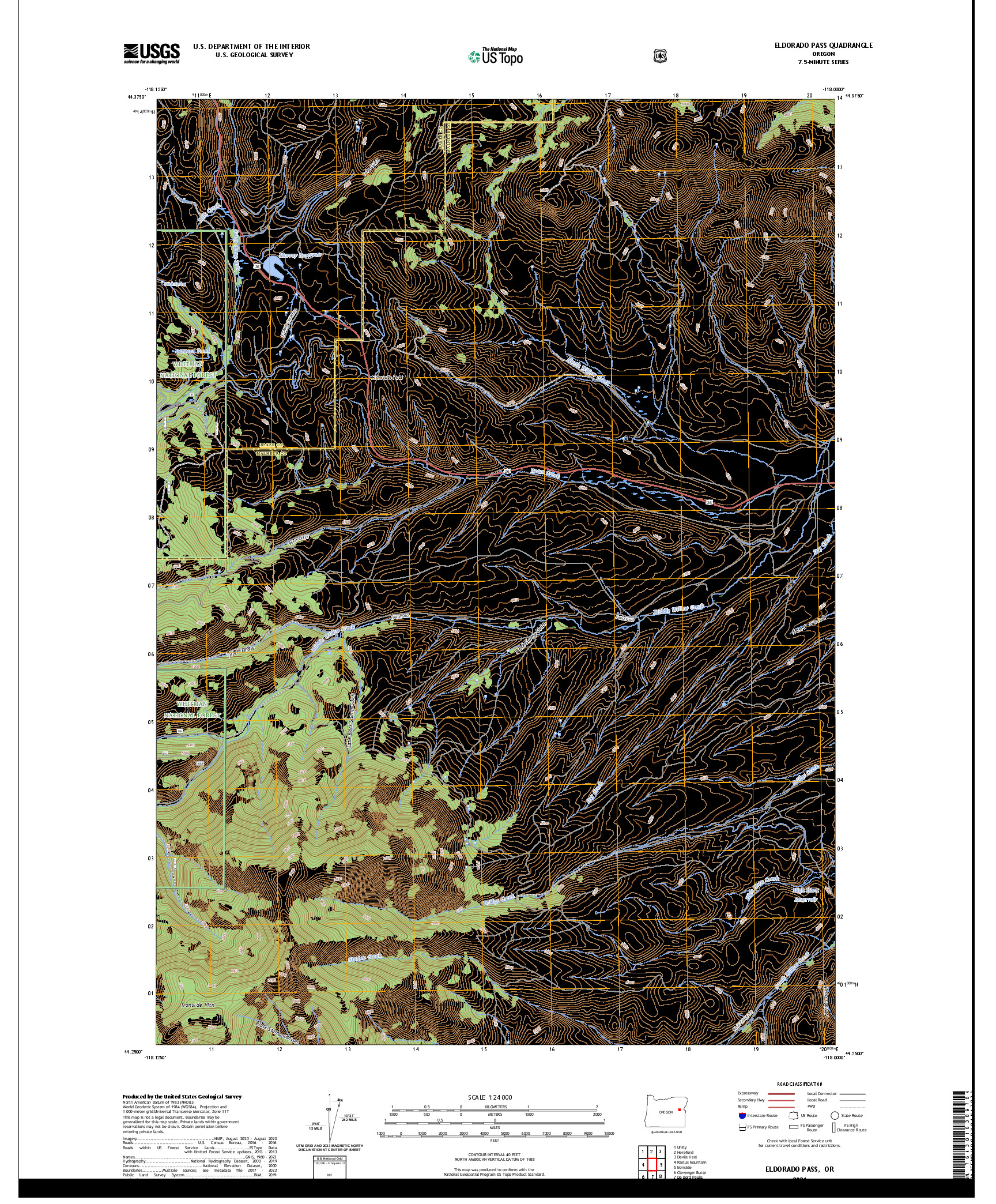 US TOPO 7.5-MINUTE MAP FOR ELDORADO PASS, OR