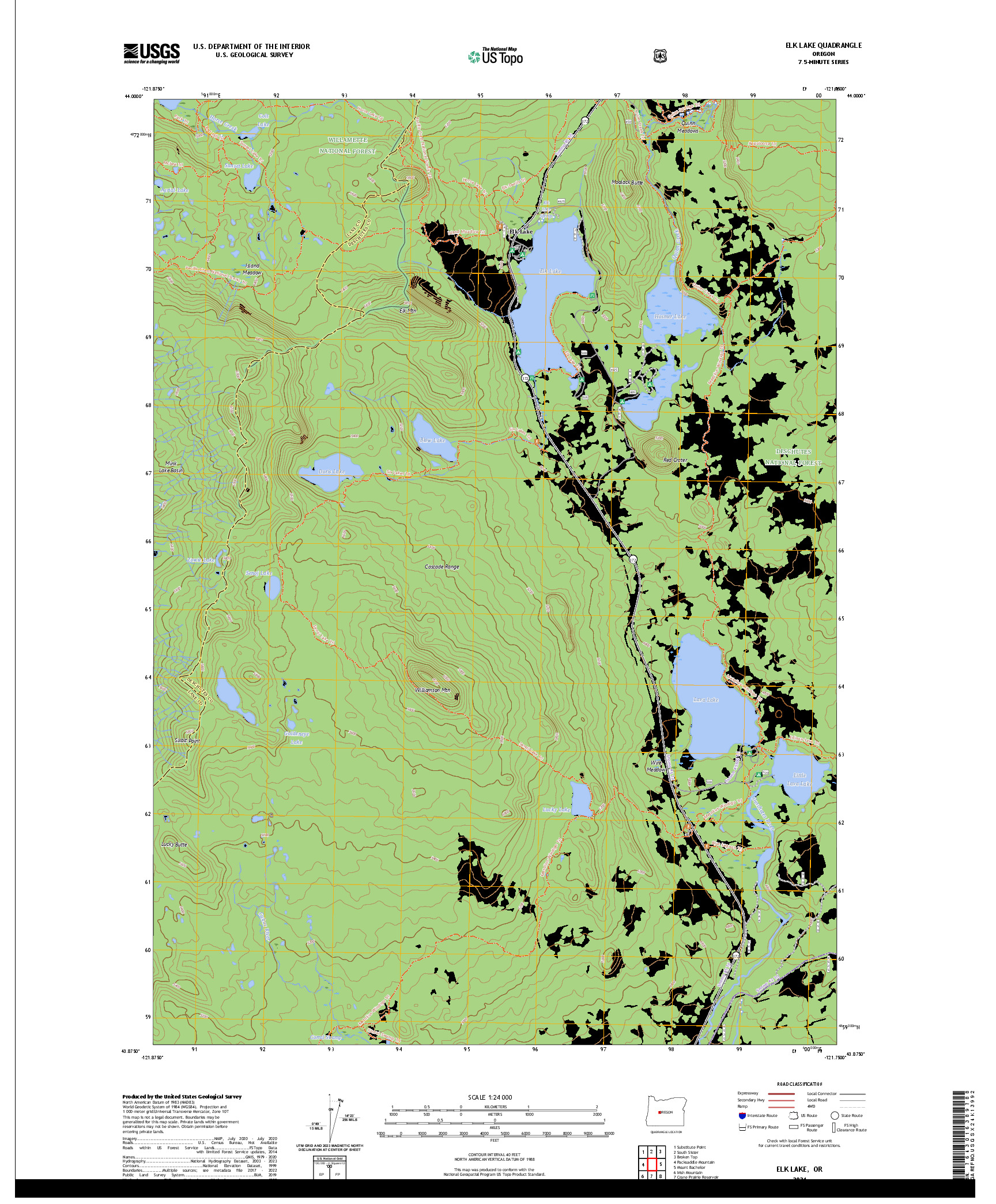 US TOPO 7.5-MINUTE MAP FOR ELK LAKE, OR