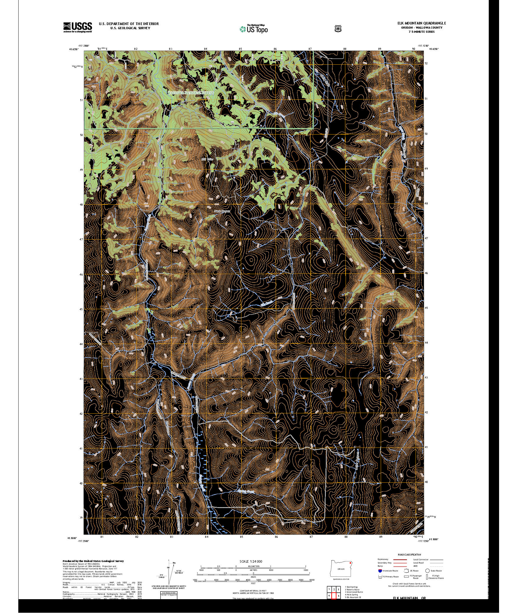 US TOPO 7.5-MINUTE MAP FOR ELK MOUNTAIN, OR