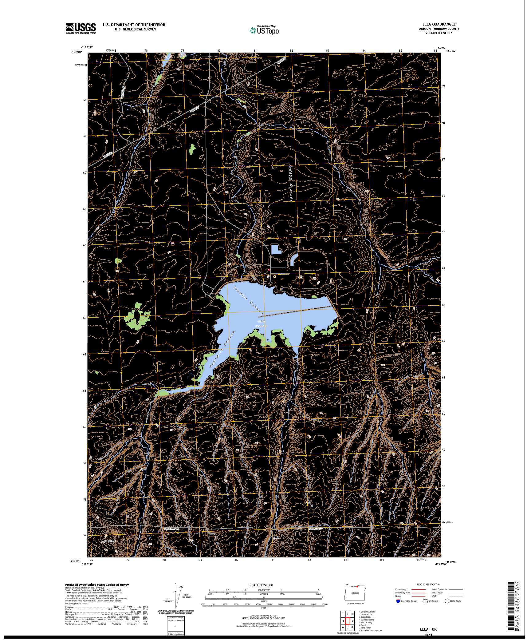 US TOPO 7.5-MINUTE MAP FOR ELLA, OR