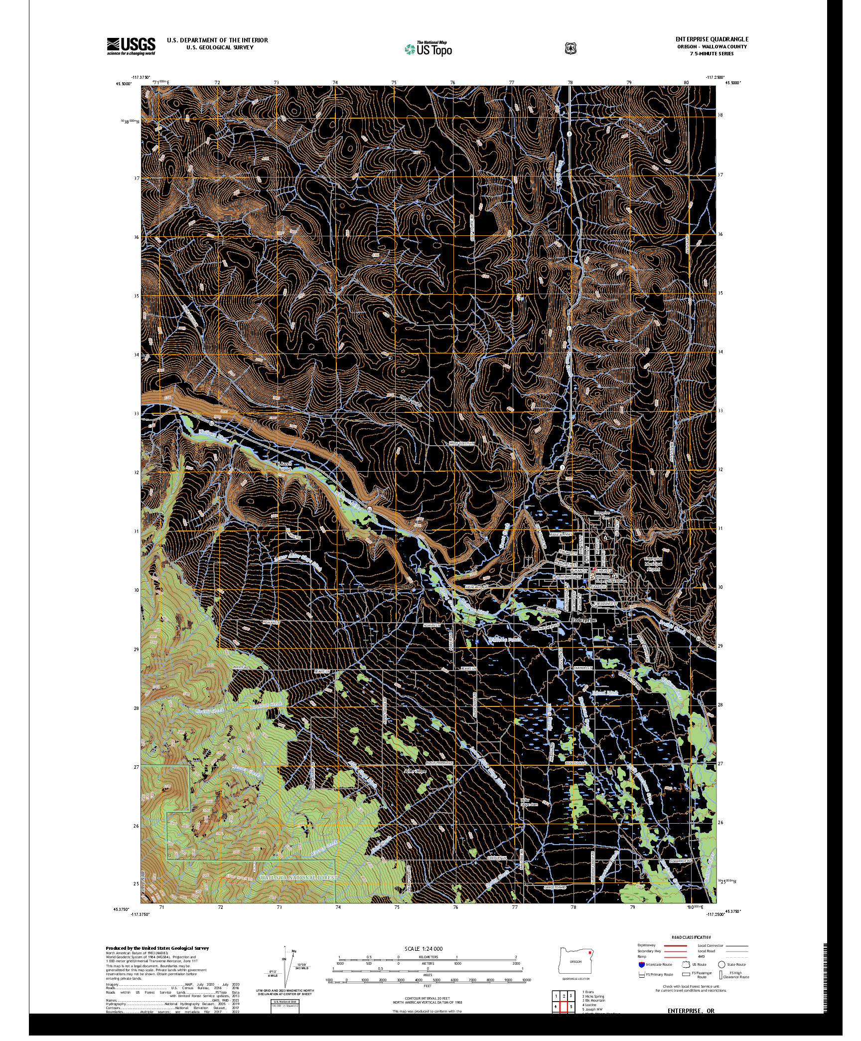 US TOPO 7.5-MINUTE MAP FOR ENTERPRISE, OR