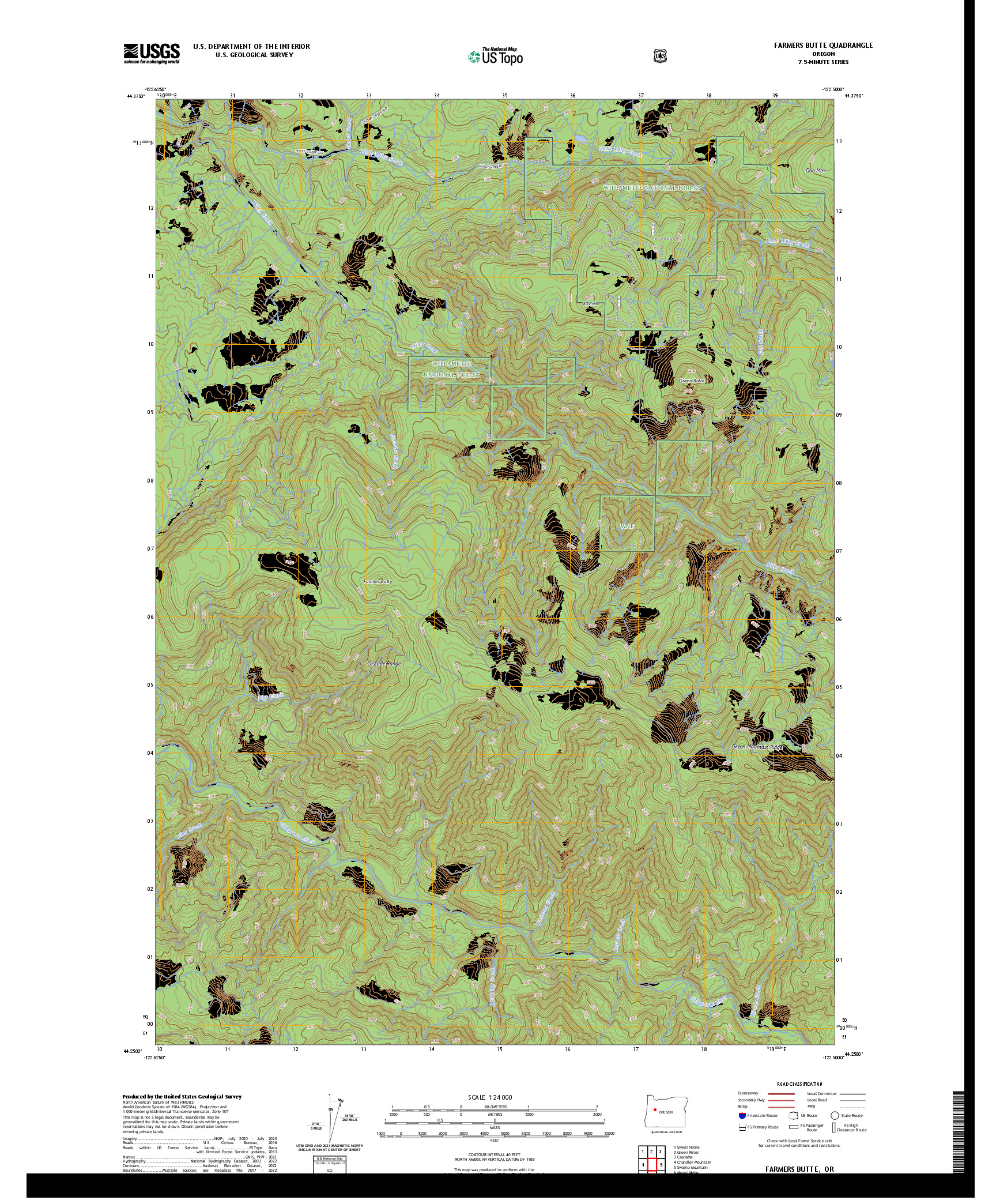 US TOPO 7.5-MINUTE MAP FOR FARMERS BUTTE, OR