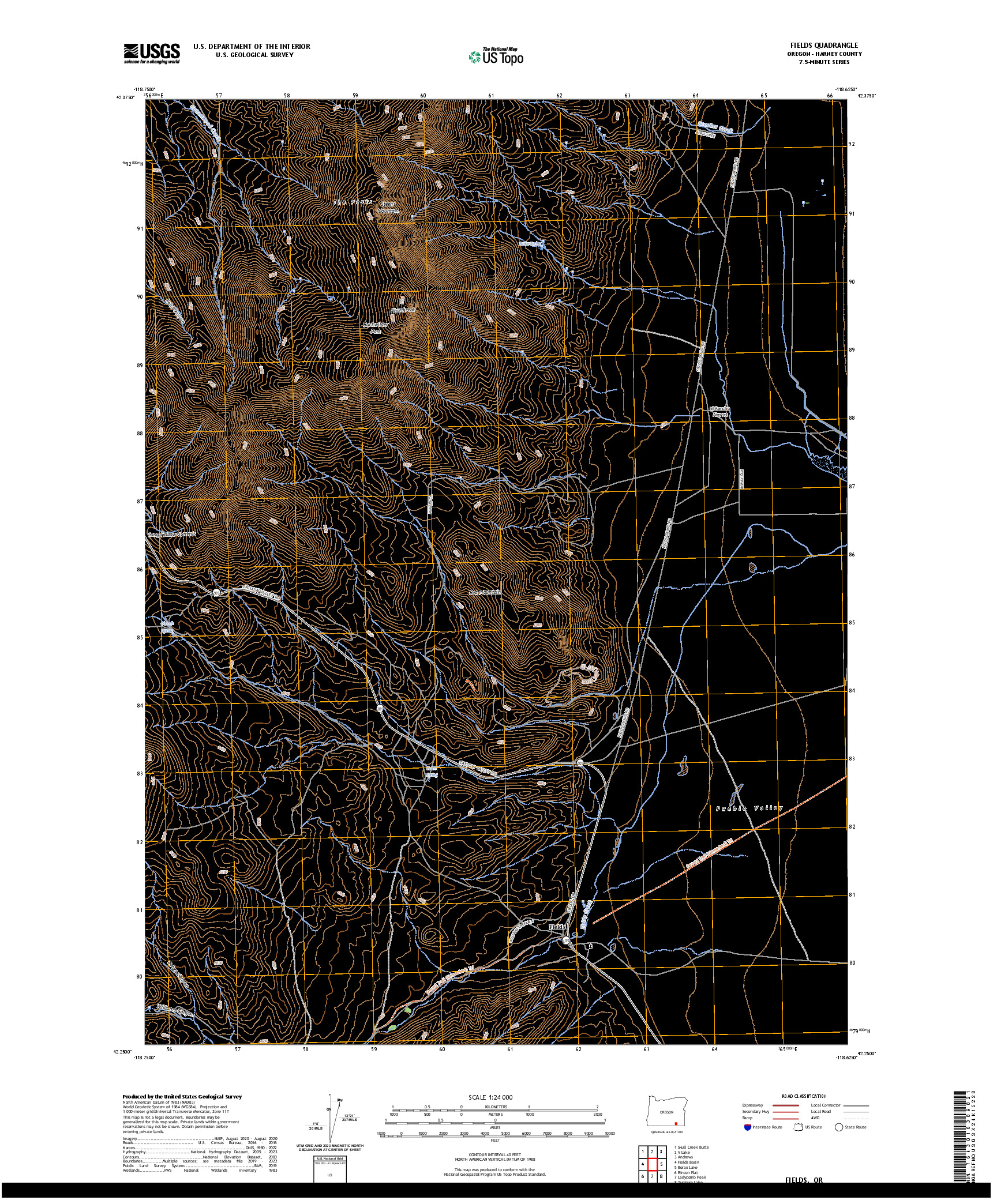 US TOPO 7.5-MINUTE MAP FOR FIELDS, OR