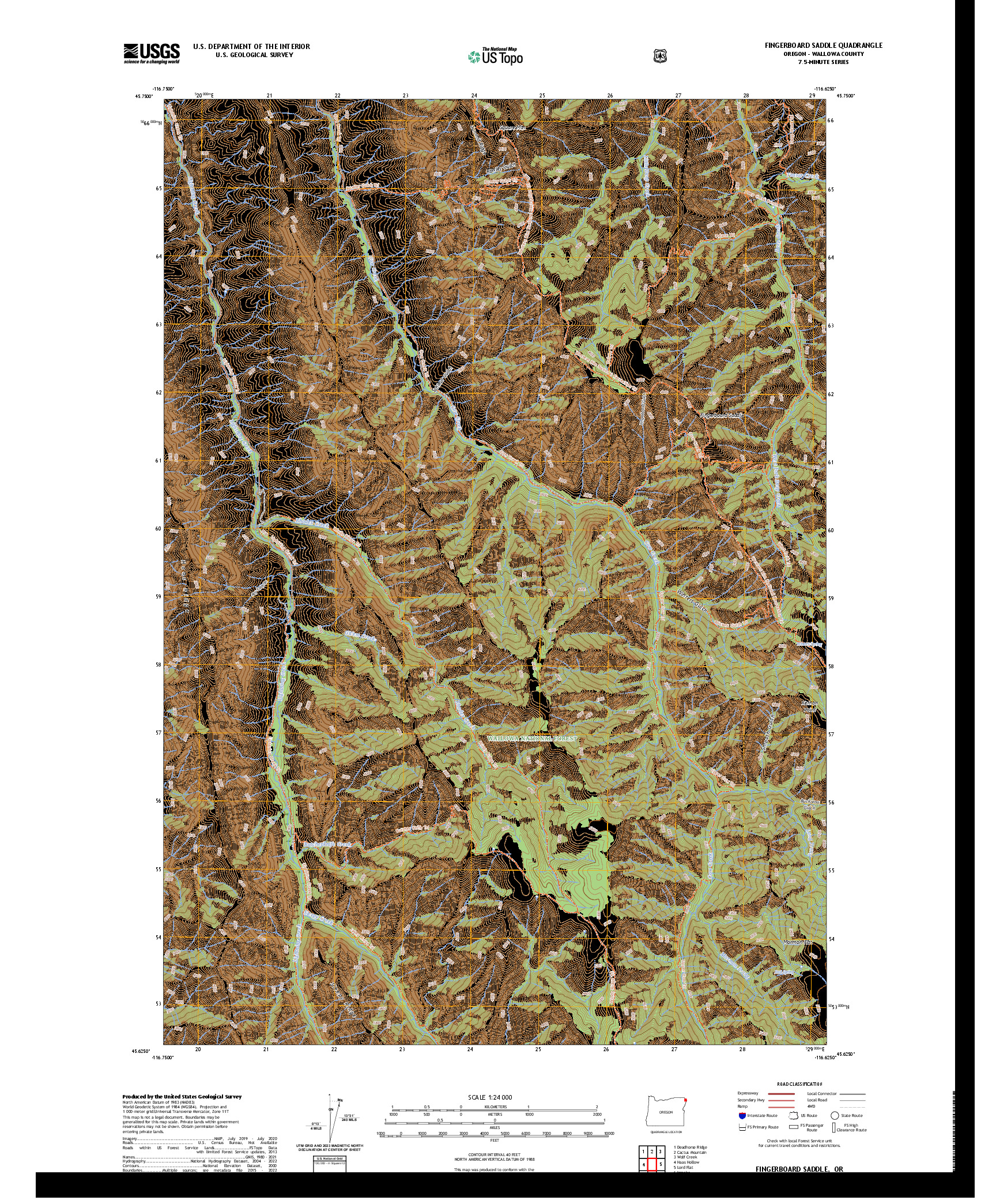 US TOPO 7.5-MINUTE MAP FOR FINGERBOARD SADDLE, OR