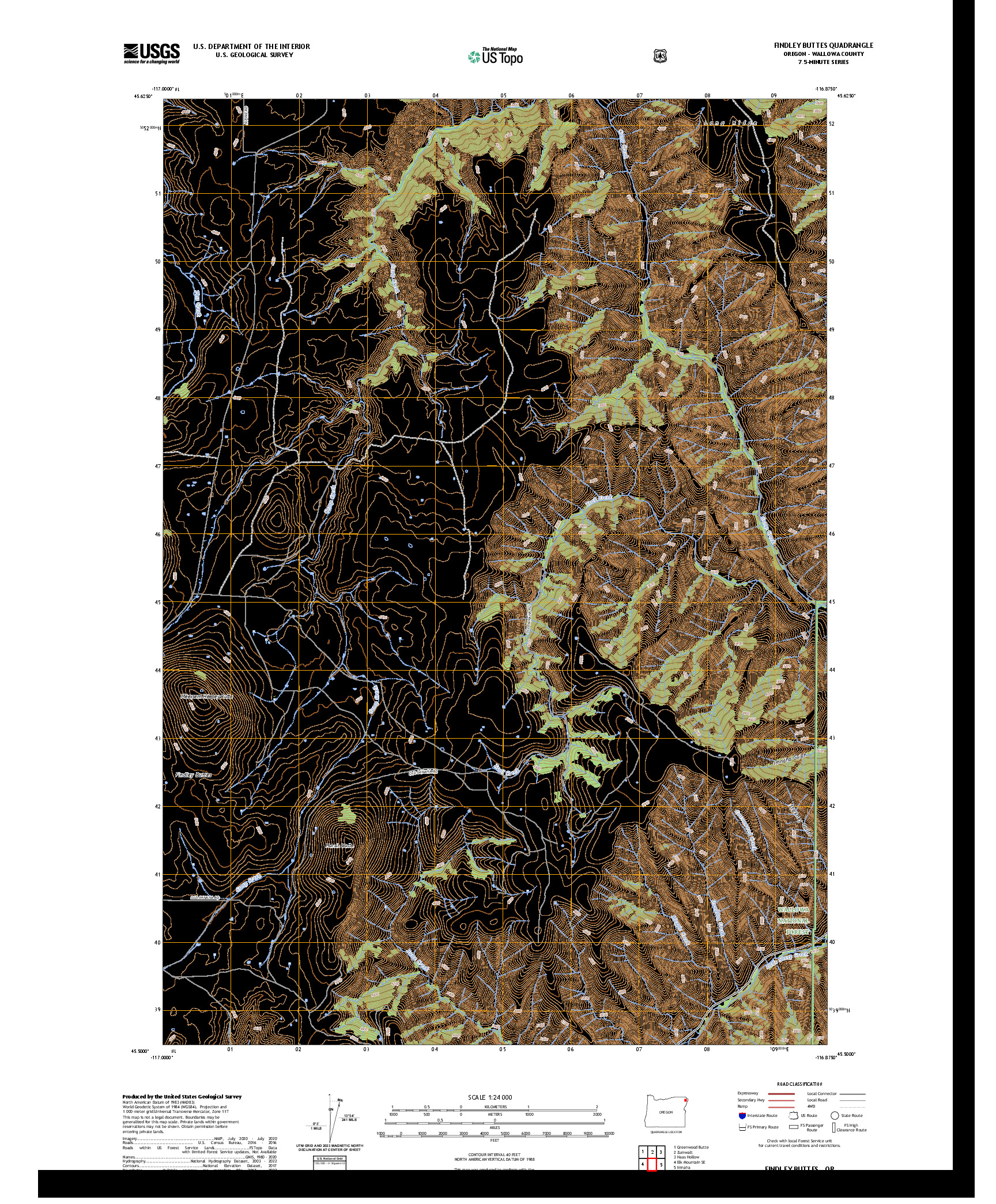 US TOPO 7.5-MINUTE MAP FOR FINDLEY BUTTES, OR