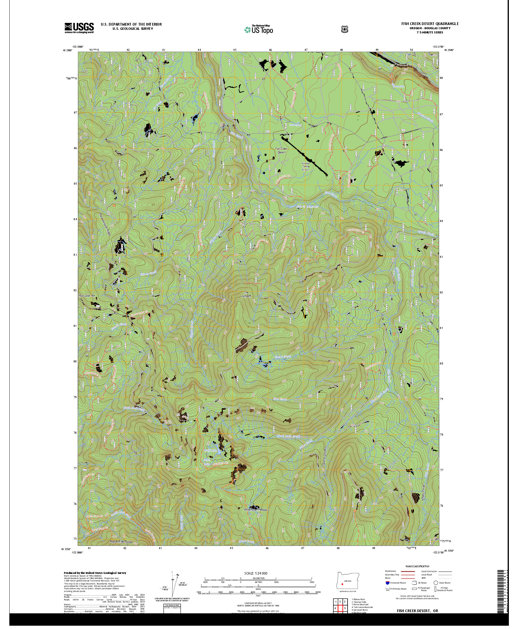 US TOPO 7.5-MINUTE MAP FOR FISH CREEK DESERT, OR