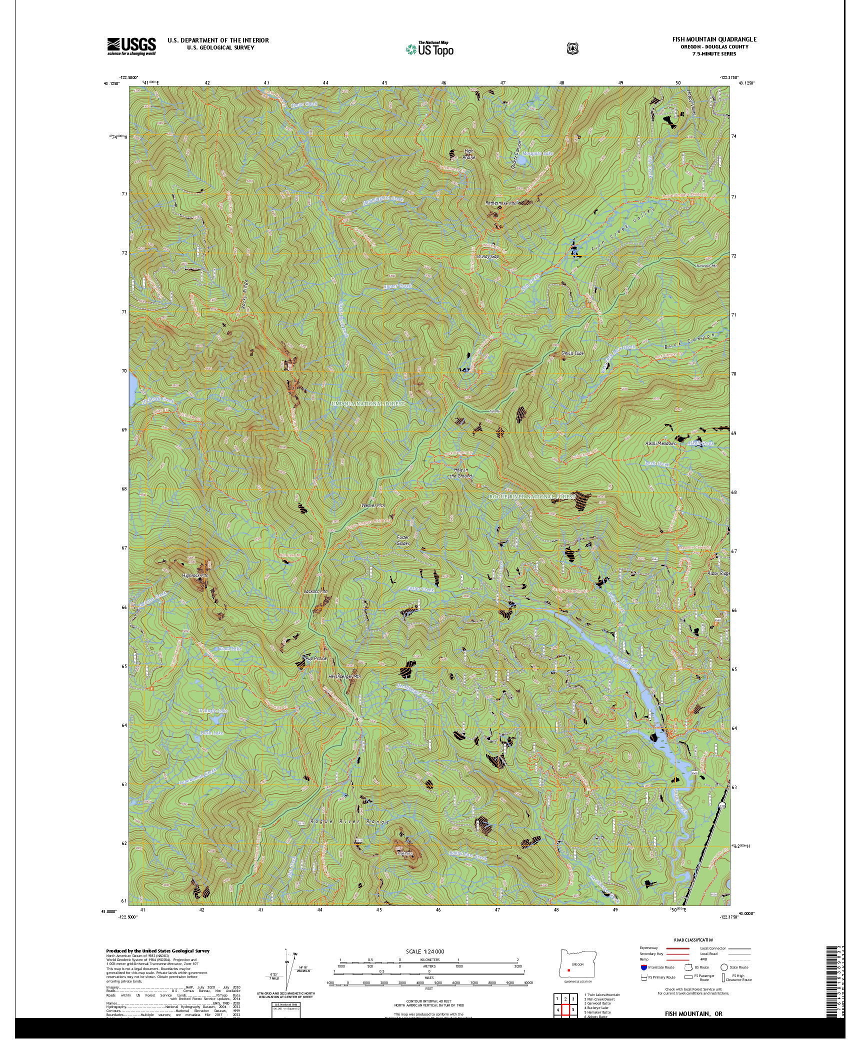US TOPO 7.5-MINUTE MAP FOR FISH MOUNTAIN, OR