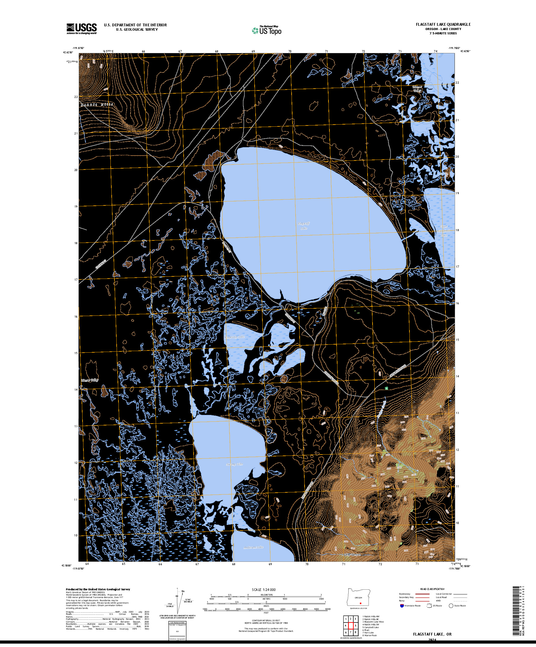 US TOPO 7.5-MINUTE MAP FOR FLAGSTAFF LAKE, OR