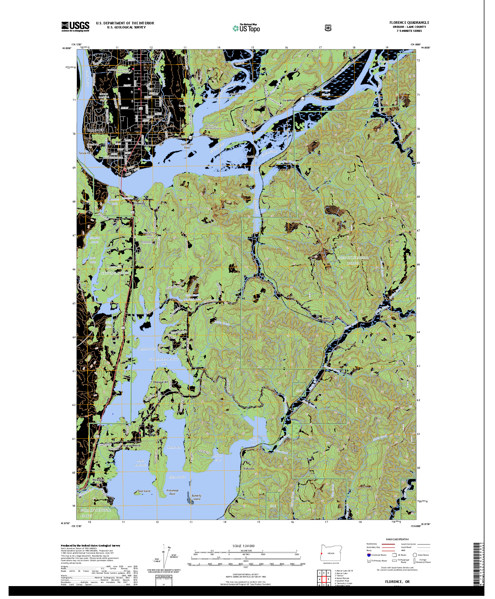 US TOPO 7.5-MINUTE MAP FOR FLORENCE, OR