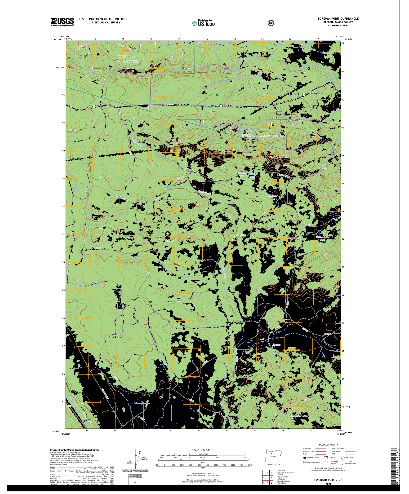 US TOPO 7.5-MINUTE MAP FOR FOREMAN POINT, OR