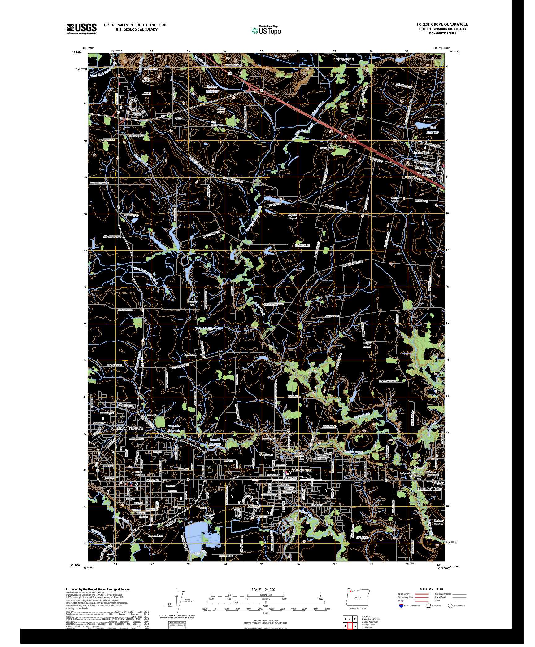 US TOPO 7.5-MINUTE MAP FOR FOREST GROVE, OR
