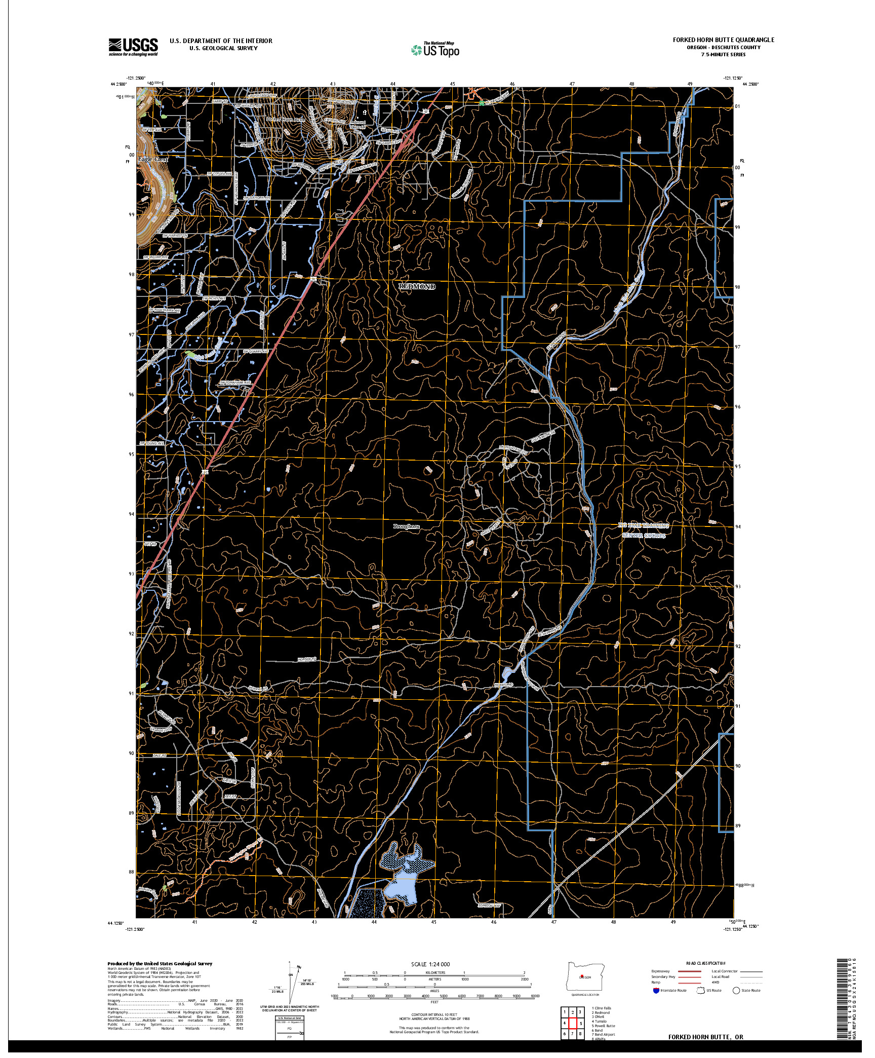 US TOPO 7.5-MINUTE MAP FOR FORKED HORN BUTTE, OR