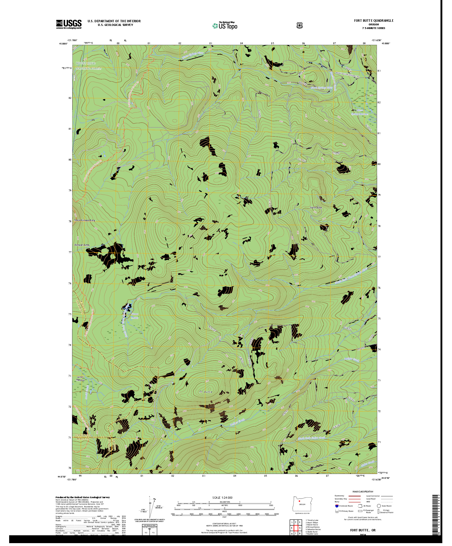 US TOPO 7.5-MINUTE MAP FOR FORT BUTTE, OR