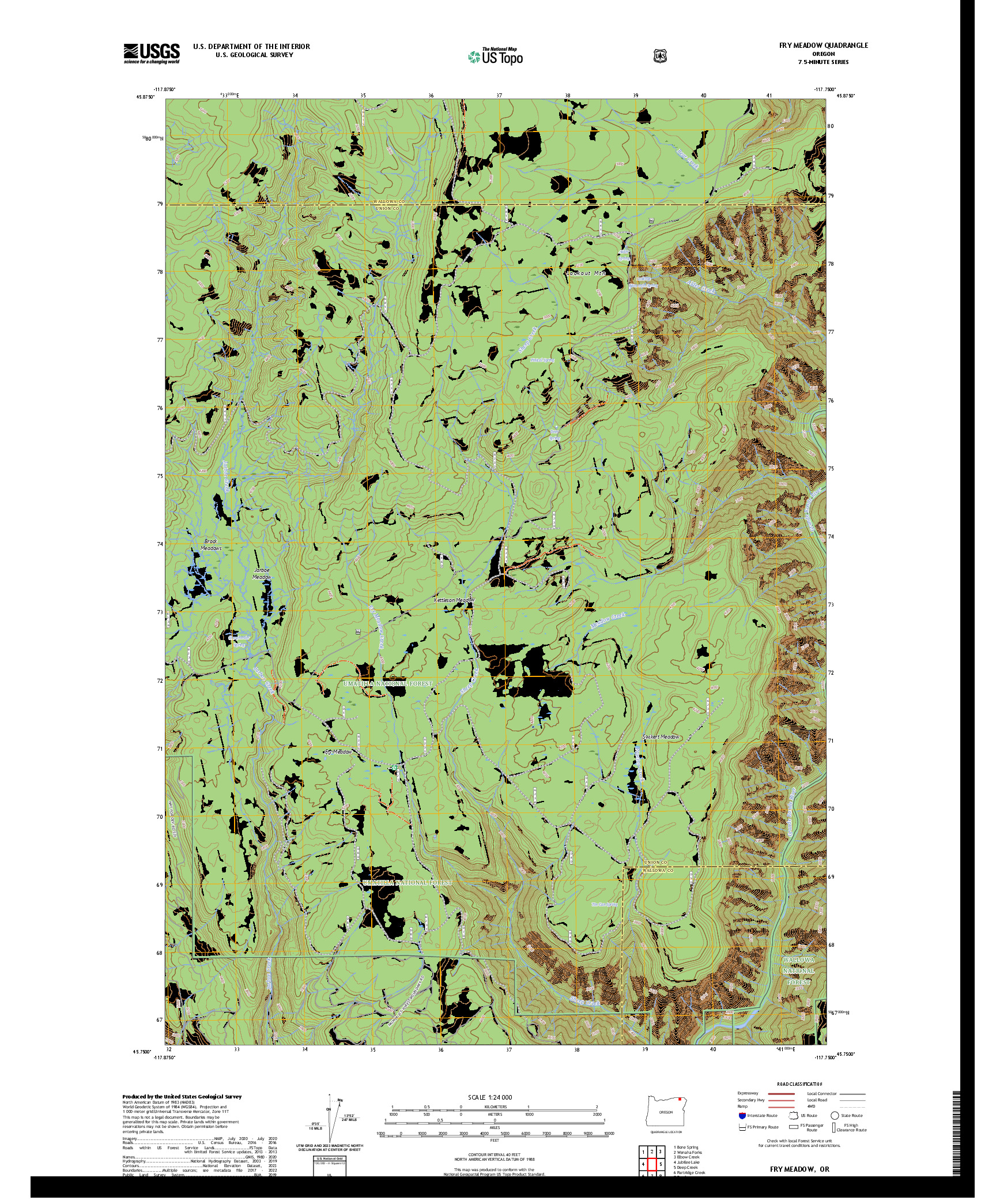US TOPO 7.5-MINUTE MAP FOR FRY MEADOW, OR
