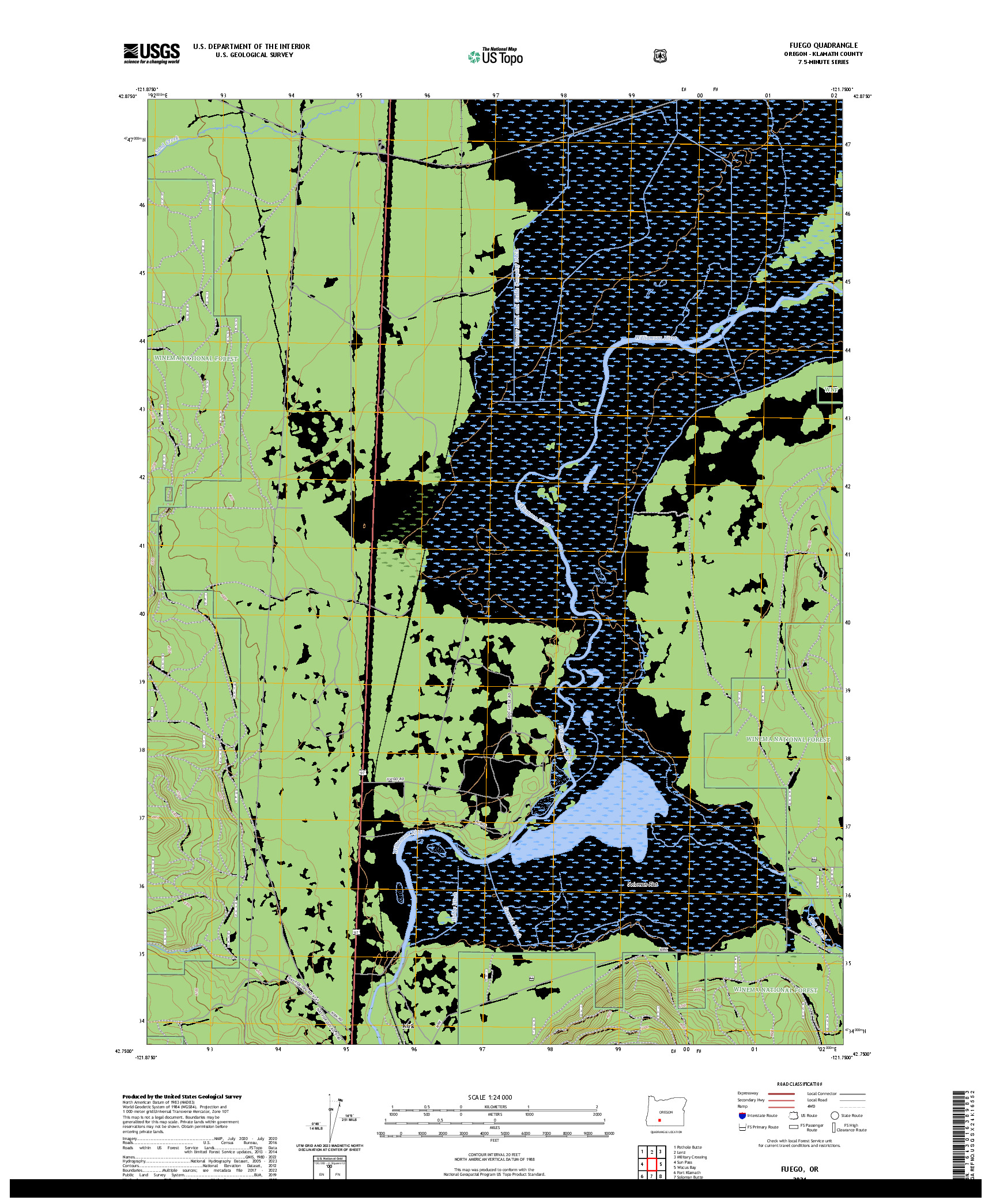 US TOPO 7.5-MINUTE MAP FOR FUEGO, OR