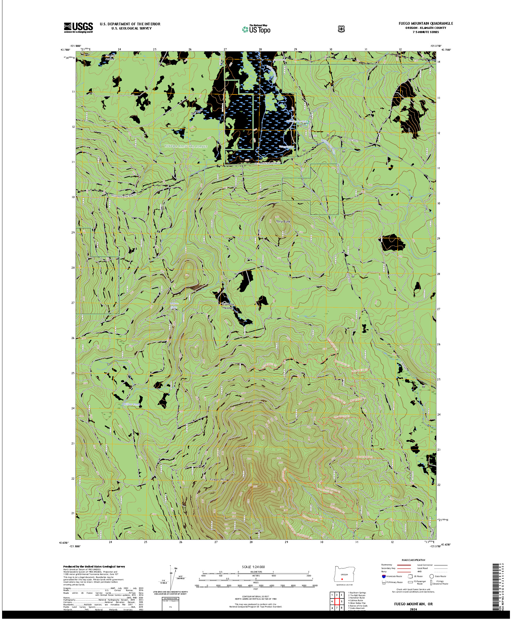 US TOPO 7.5-MINUTE MAP FOR FUEGO MOUNTAIN, OR