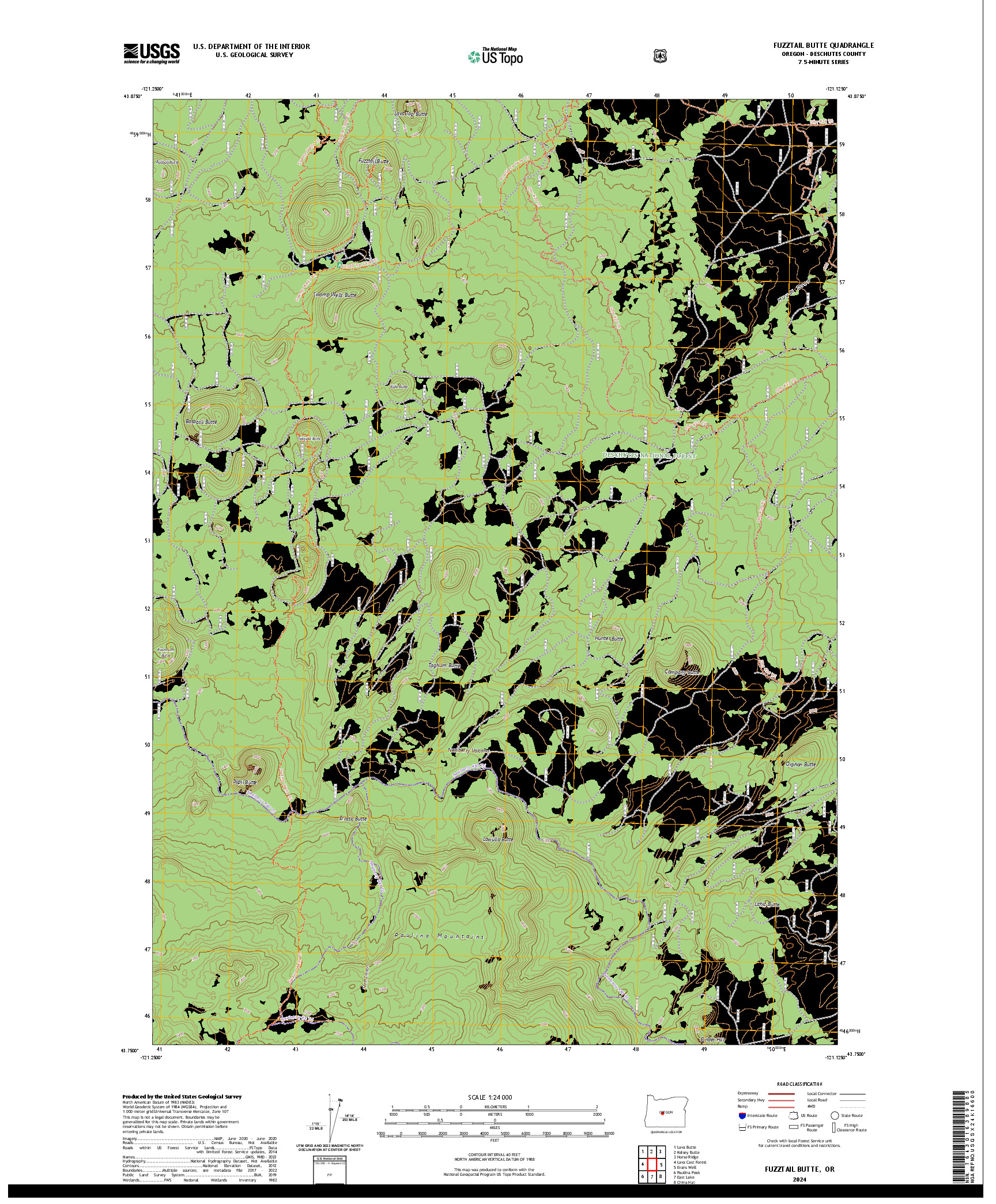 US TOPO 7.5-MINUTE MAP FOR FUZZTAIL BUTTE, OR