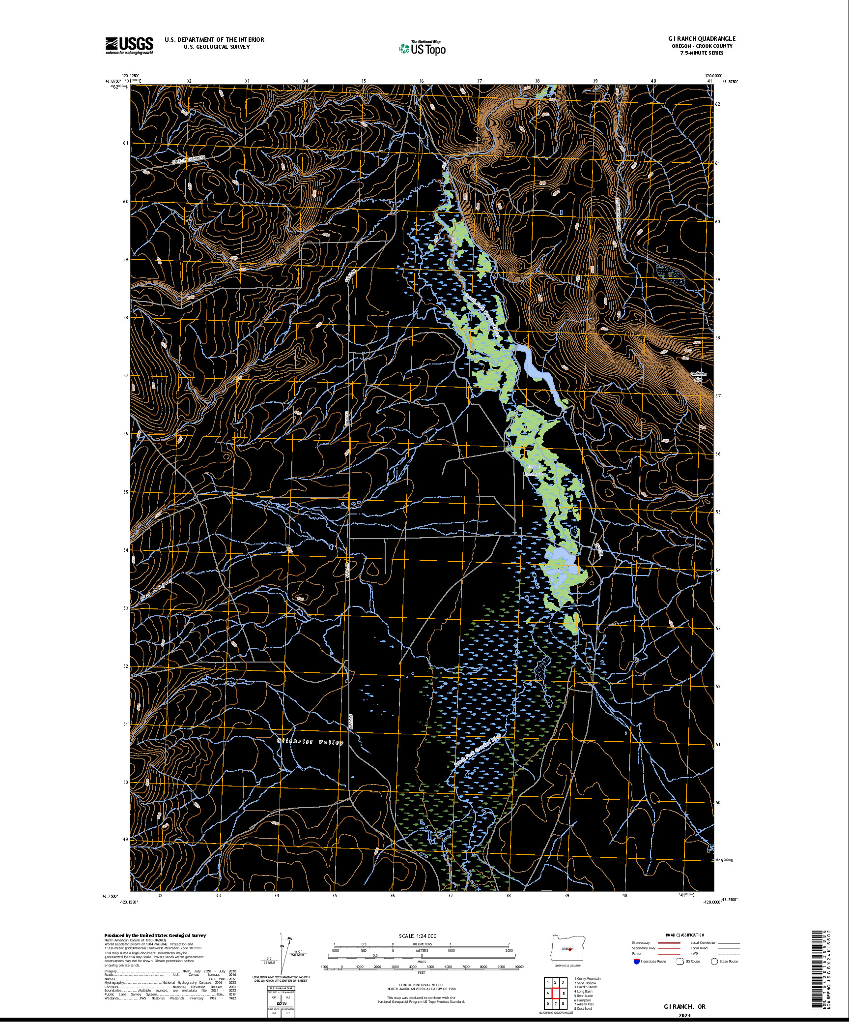 US TOPO 7.5-MINUTE MAP FOR G I RANCH, OR