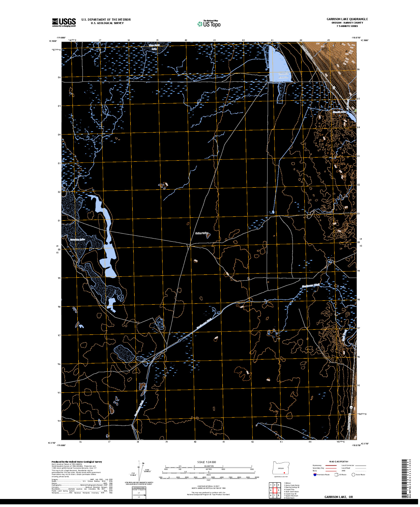 US TOPO 7.5-MINUTE MAP FOR GARRISON LAKE, OR