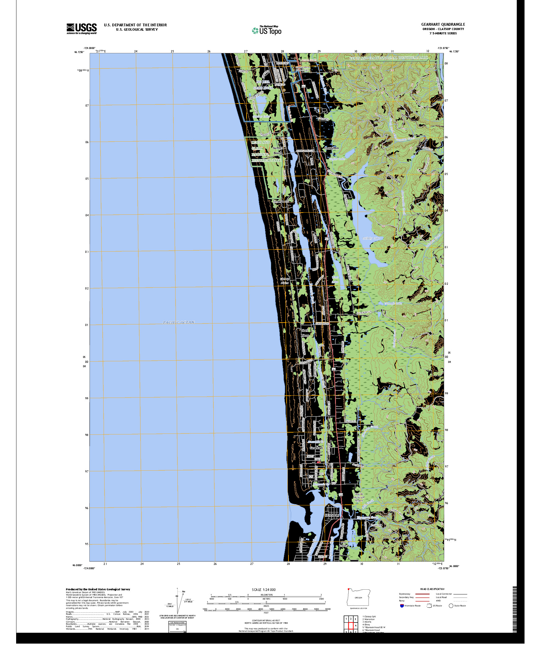 US TOPO 7.5-MINUTE MAP FOR GEARHART, OR