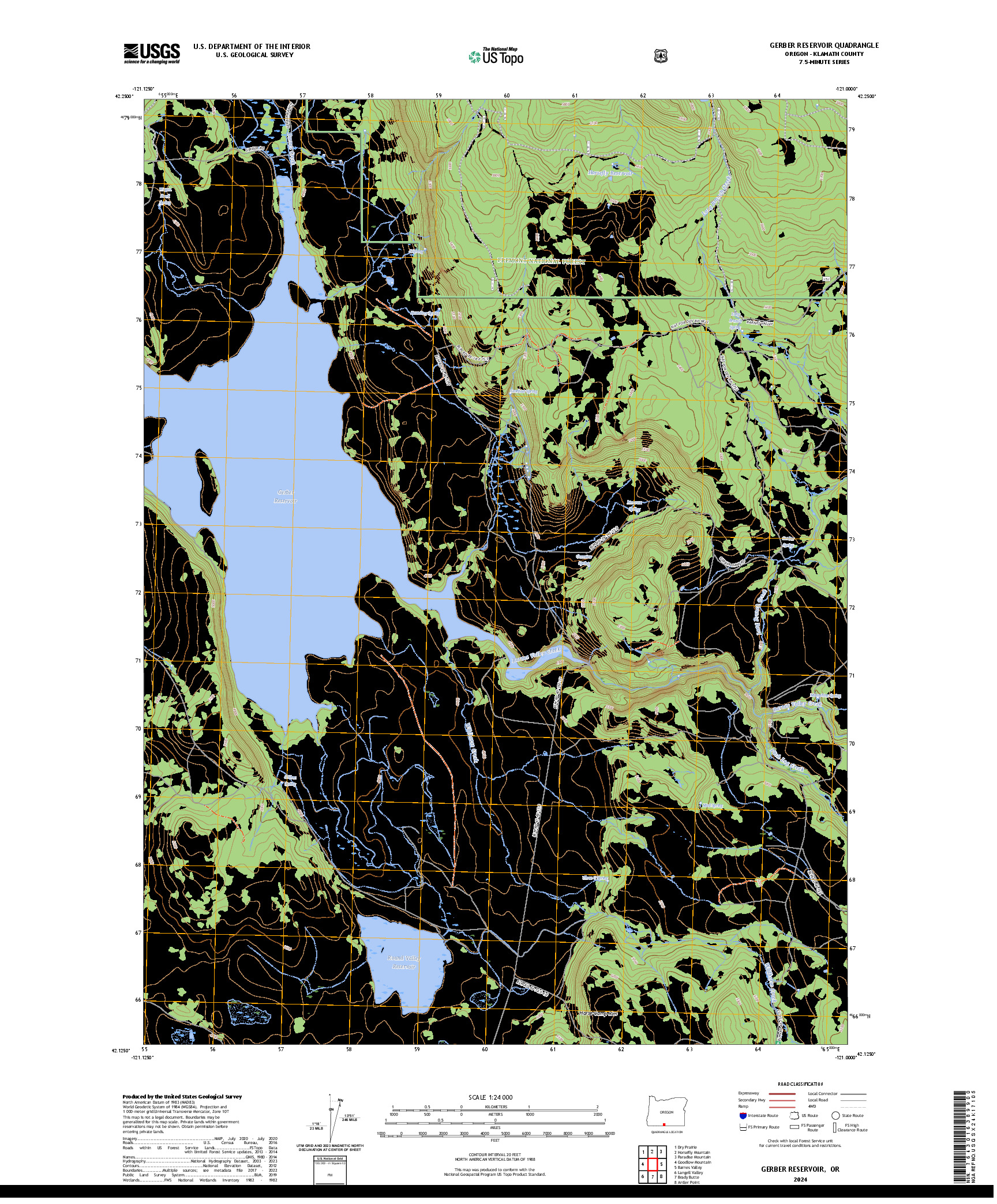 US TOPO 7.5-MINUTE MAP FOR GERBER RESERVOIR, OR