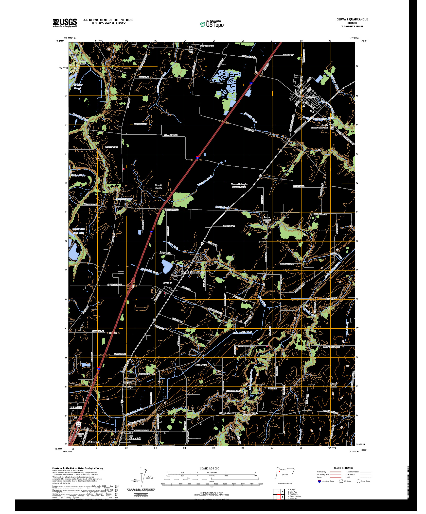 US TOPO 7.5-MINUTE MAP FOR GERVAIS, OR