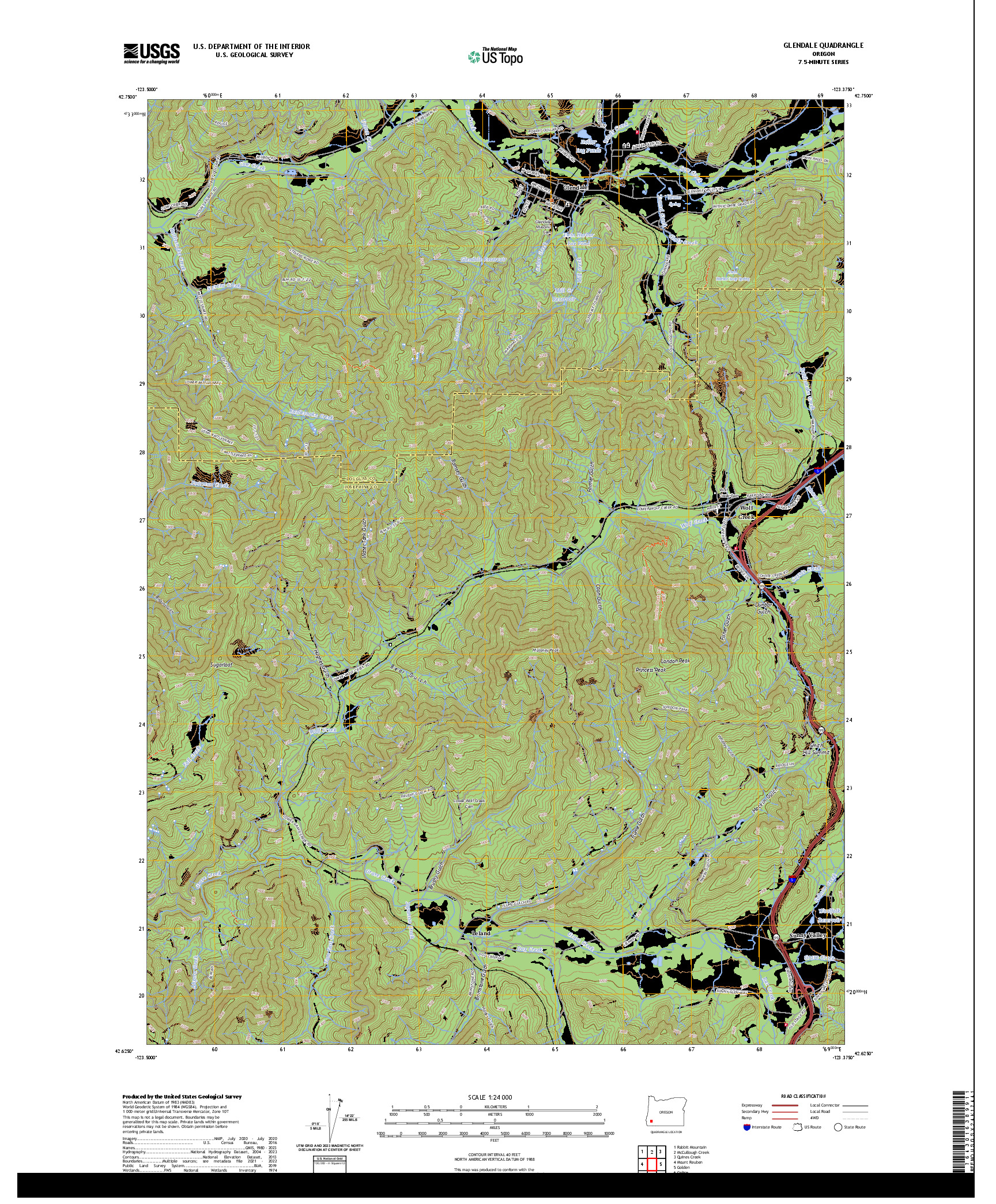 US TOPO 7.5-MINUTE MAP FOR GLENDALE, OR