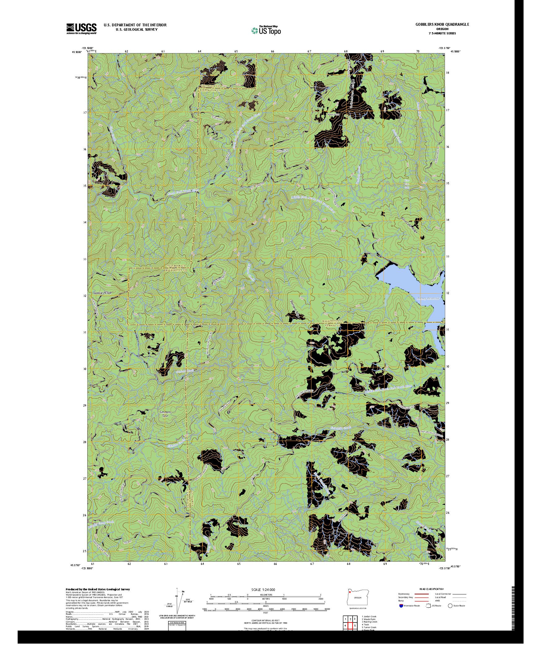 US TOPO 7.5-MINUTE MAP FOR GOBBLERS KNOB, OR