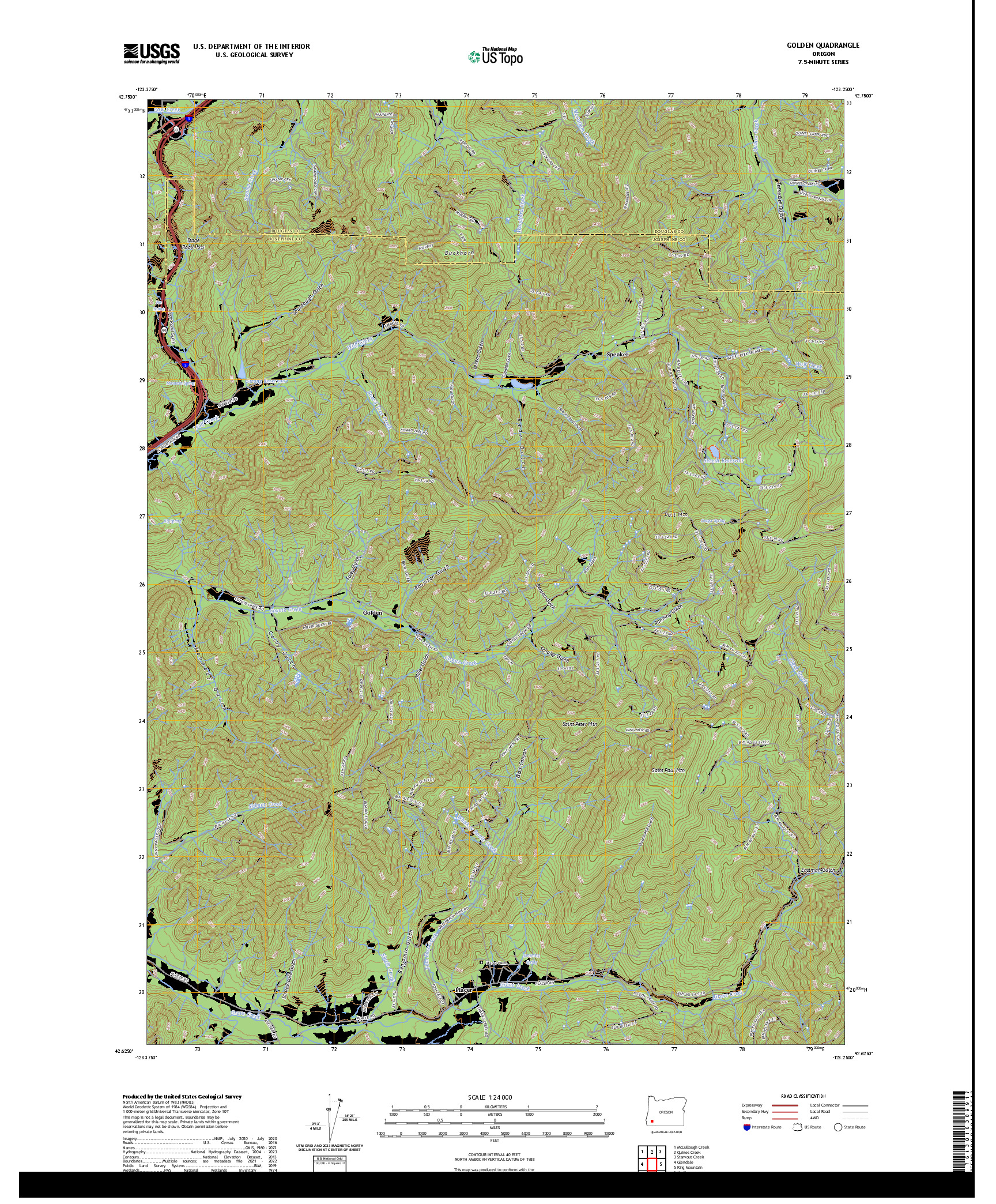 US TOPO 7.5-MINUTE MAP FOR GOLDEN, OR