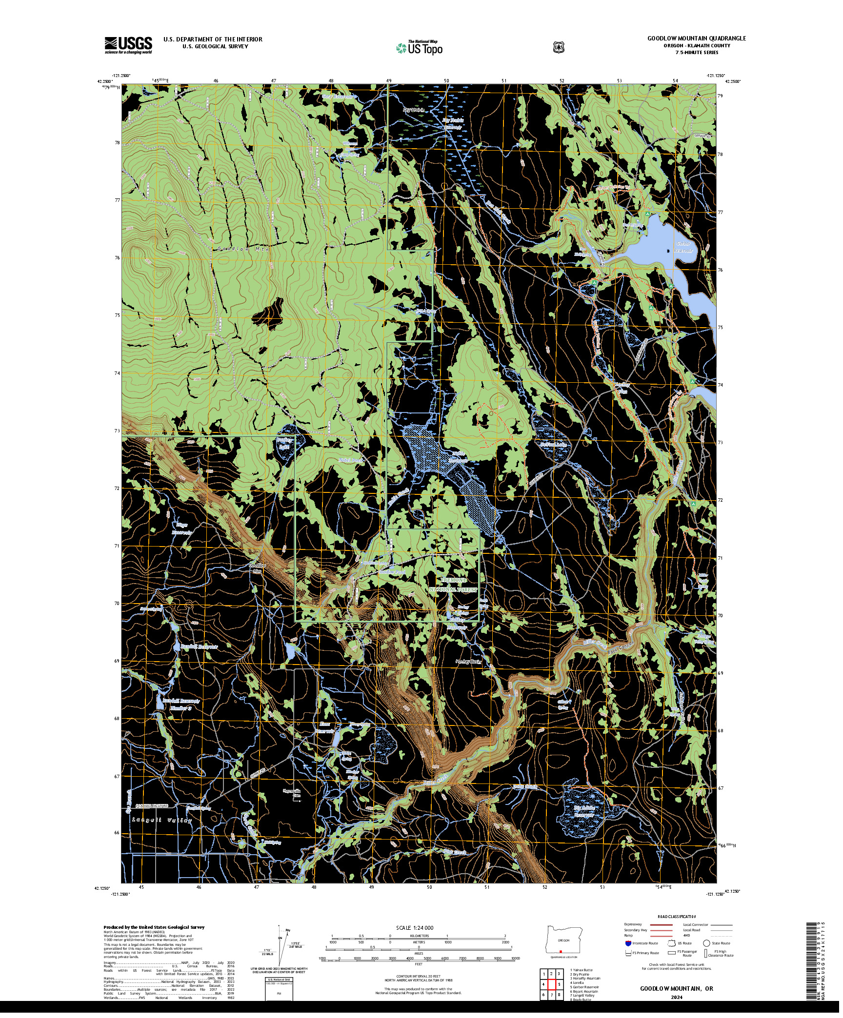US TOPO 7.5-MINUTE MAP FOR GOODLOW MOUNTAIN, OR