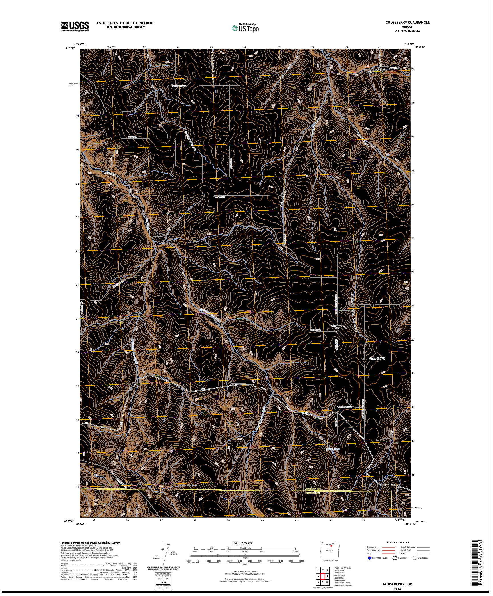 US TOPO 7.5-MINUTE MAP FOR GOOSEBERRY, OR