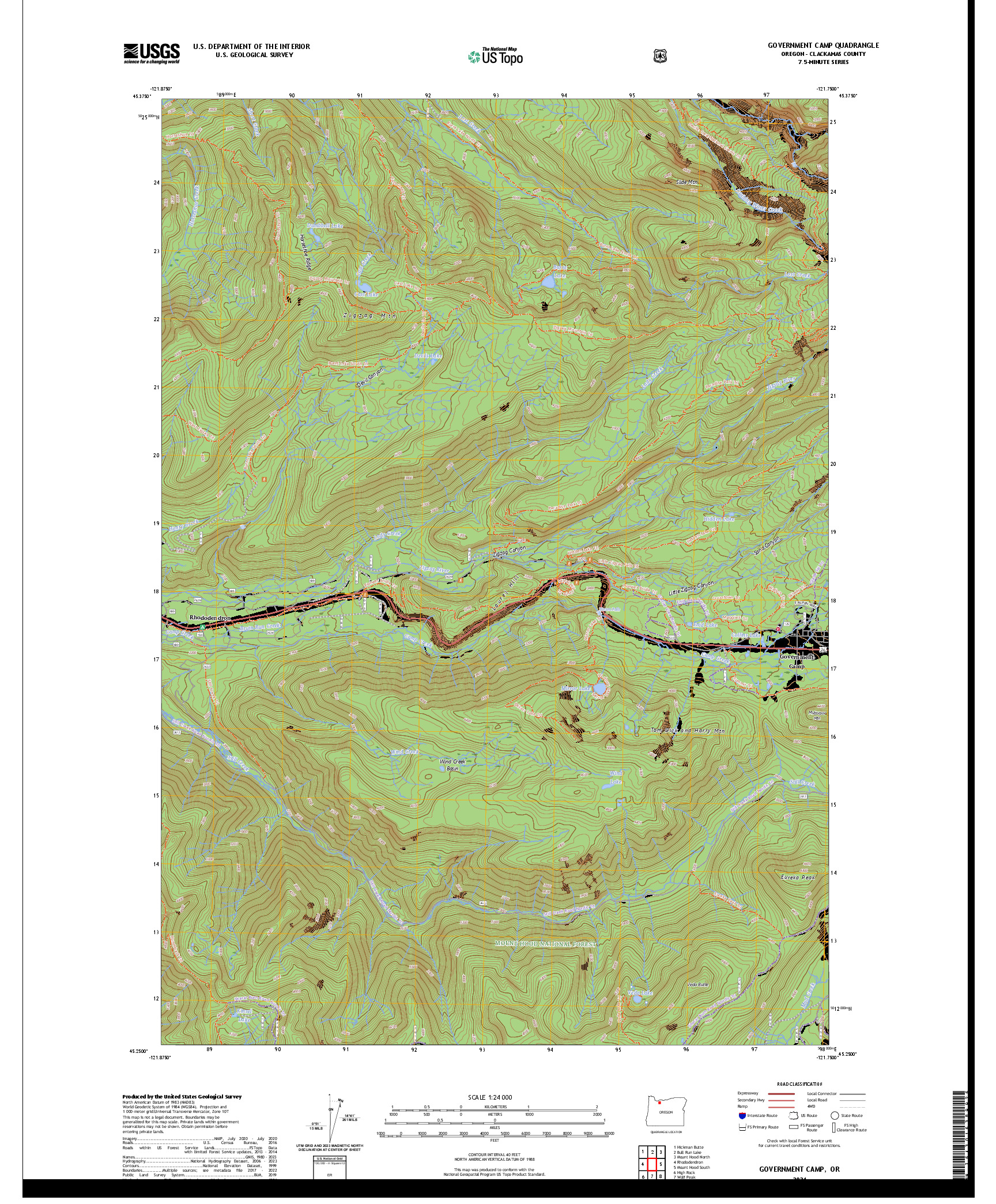 US TOPO 7.5-MINUTE MAP FOR GOVERNMENT CAMP, OR