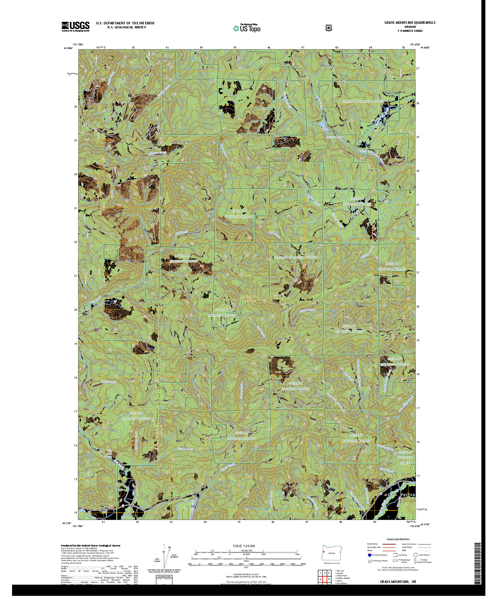 US TOPO 7.5-MINUTE MAP FOR GRASS MOUNTAIN, OR