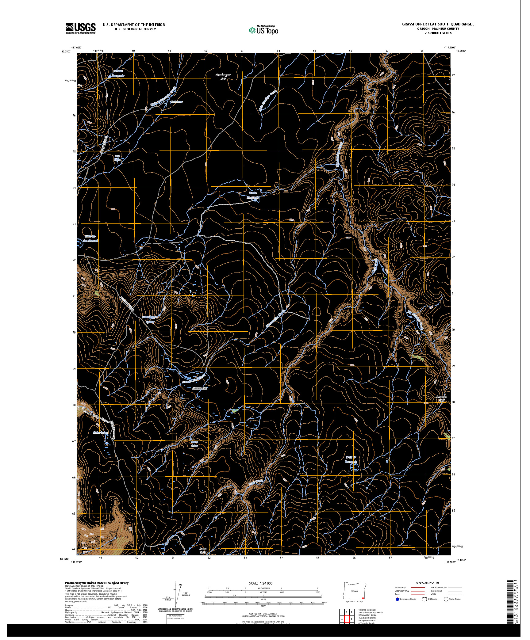 US TOPO 7.5-MINUTE MAP FOR GRASSHOPPER FLAT SOUTH, OR