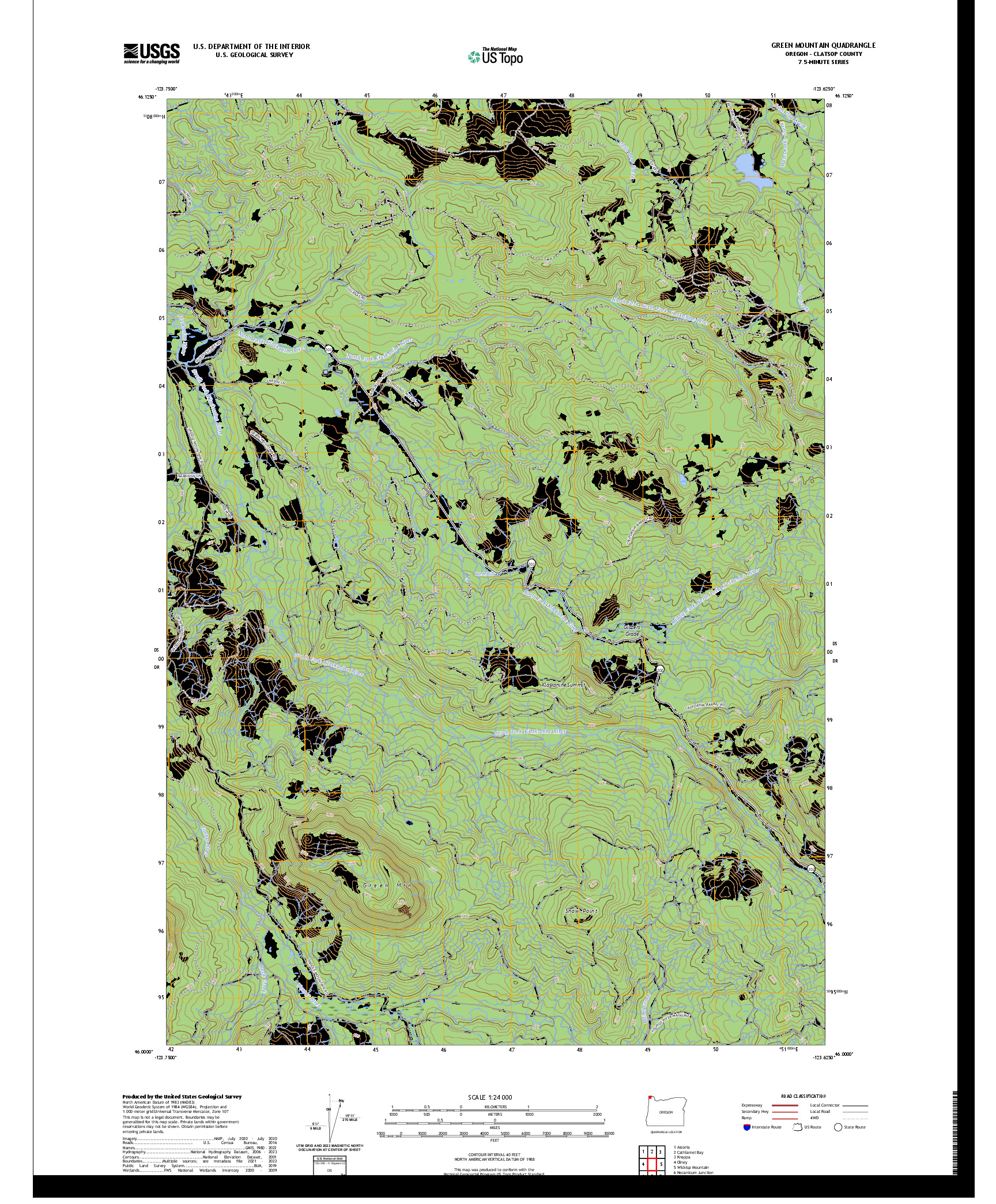 US TOPO 7.5-MINUTE MAP FOR GREEN MOUNTAIN, OR