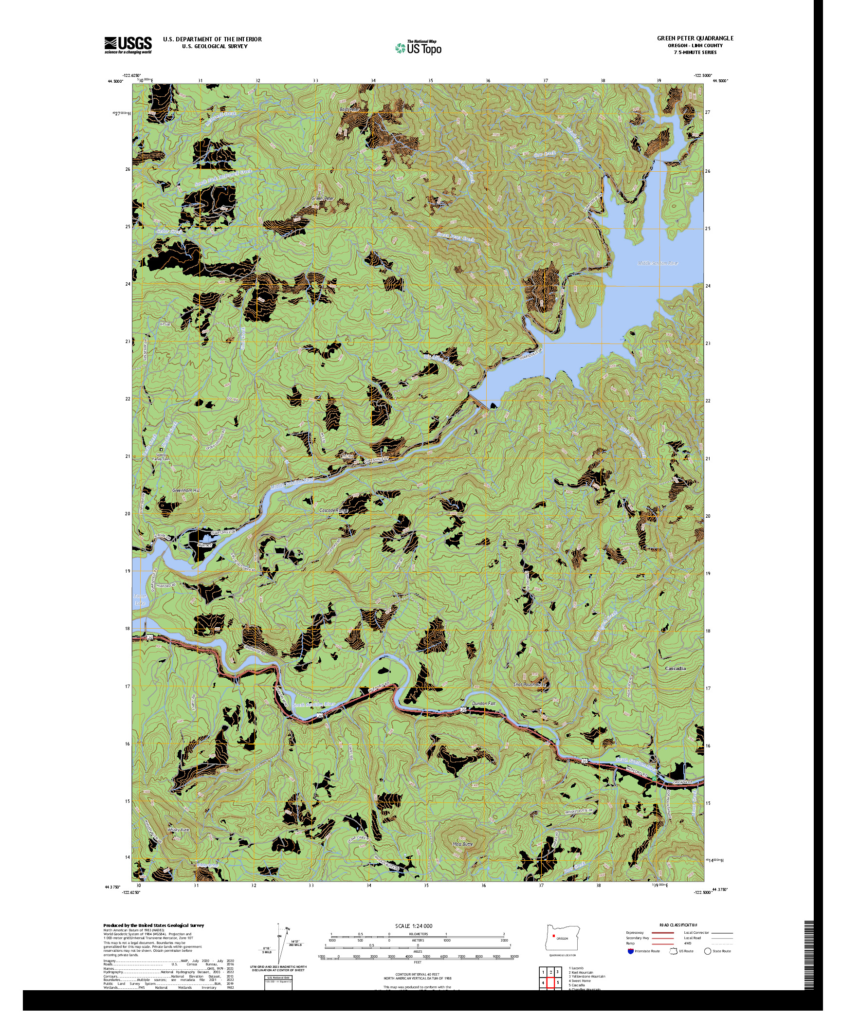 US TOPO 7.5-MINUTE MAP FOR GREEN PETER, OR