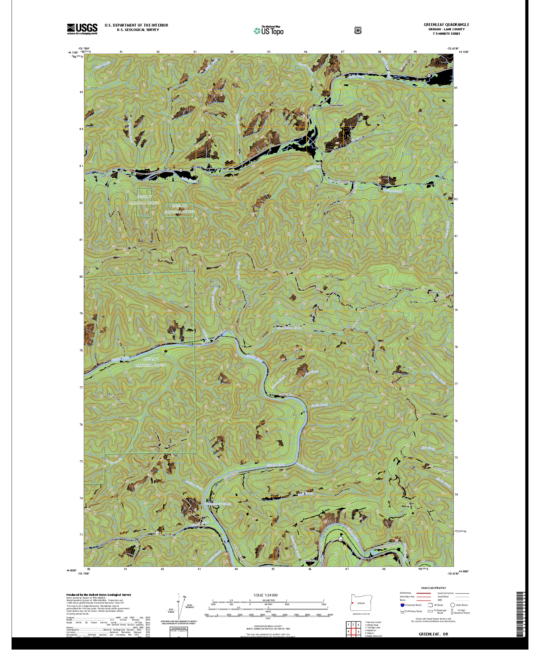US TOPO 7.5-MINUTE MAP FOR GREENLEAF, OR