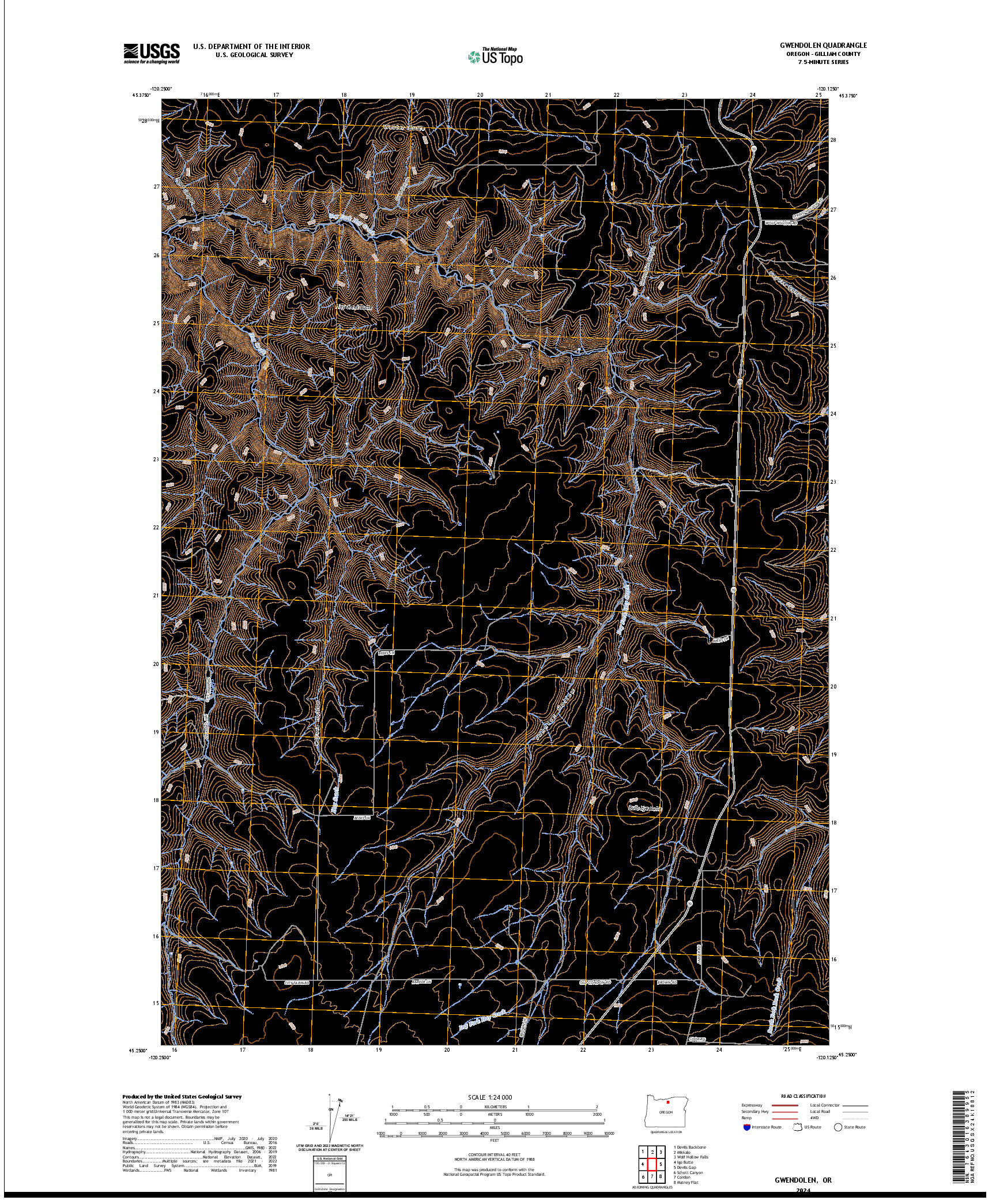 US TOPO 7.5-MINUTE MAP FOR GWENDOLEN, OR