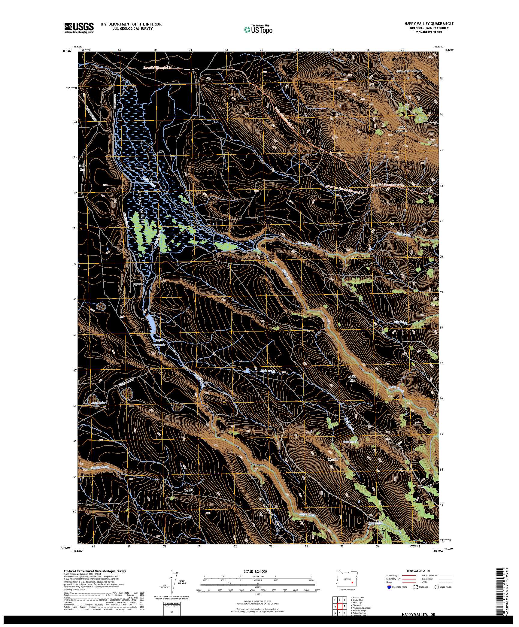 US TOPO 7.5-MINUTE MAP FOR HAPPY VALLEY, OR