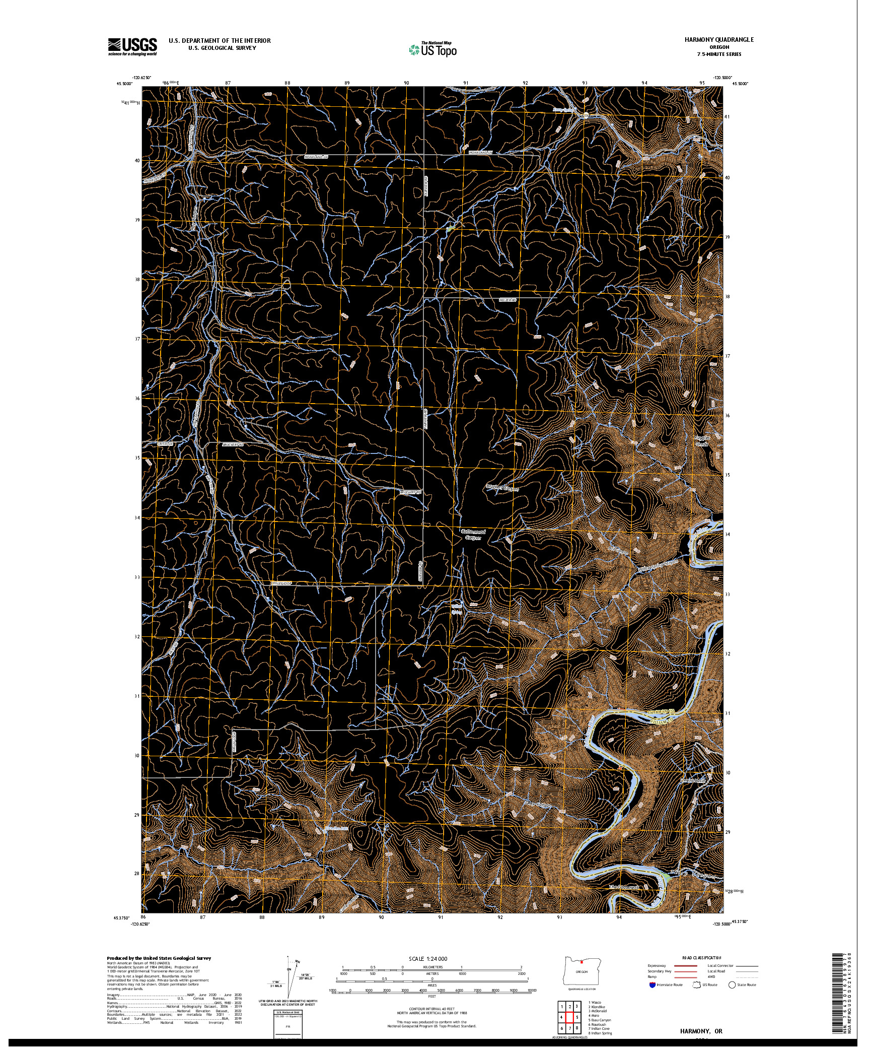 US TOPO 7.5-MINUTE MAP FOR HARMONY, OR