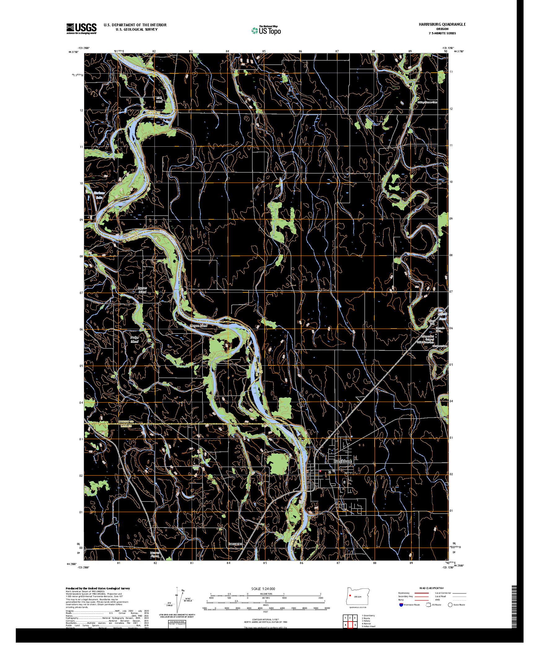 US TOPO 7.5-MINUTE MAP FOR HARRISBURG, OR