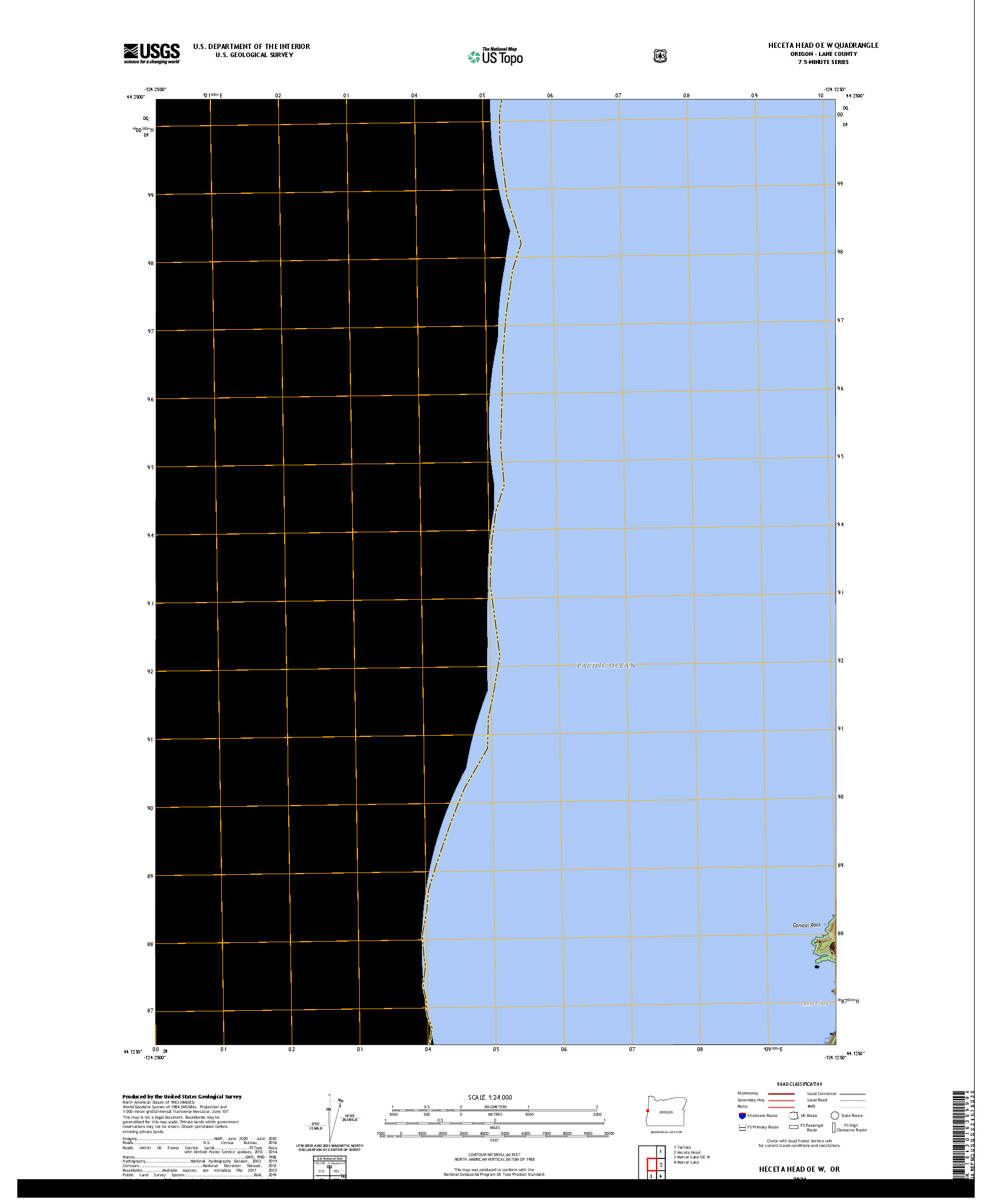 US TOPO 7.5-MINUTE MAP FOR HECETA HEAD OE W, OR