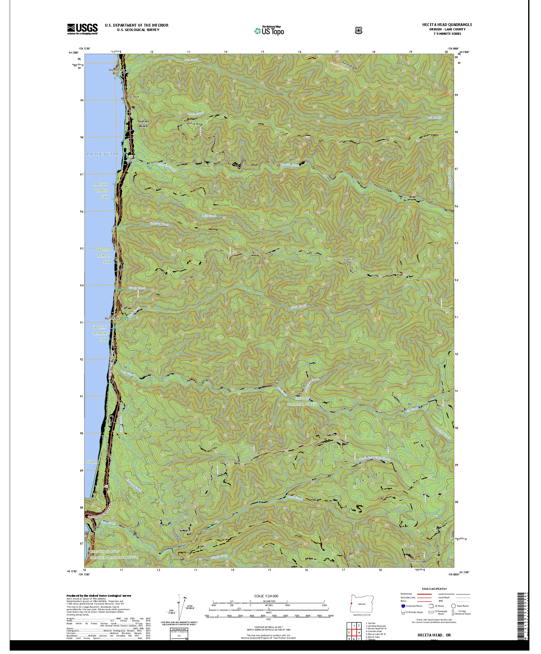 US TOPO 7.5-MINUTE MAP FOR HECETA HEAD, OR