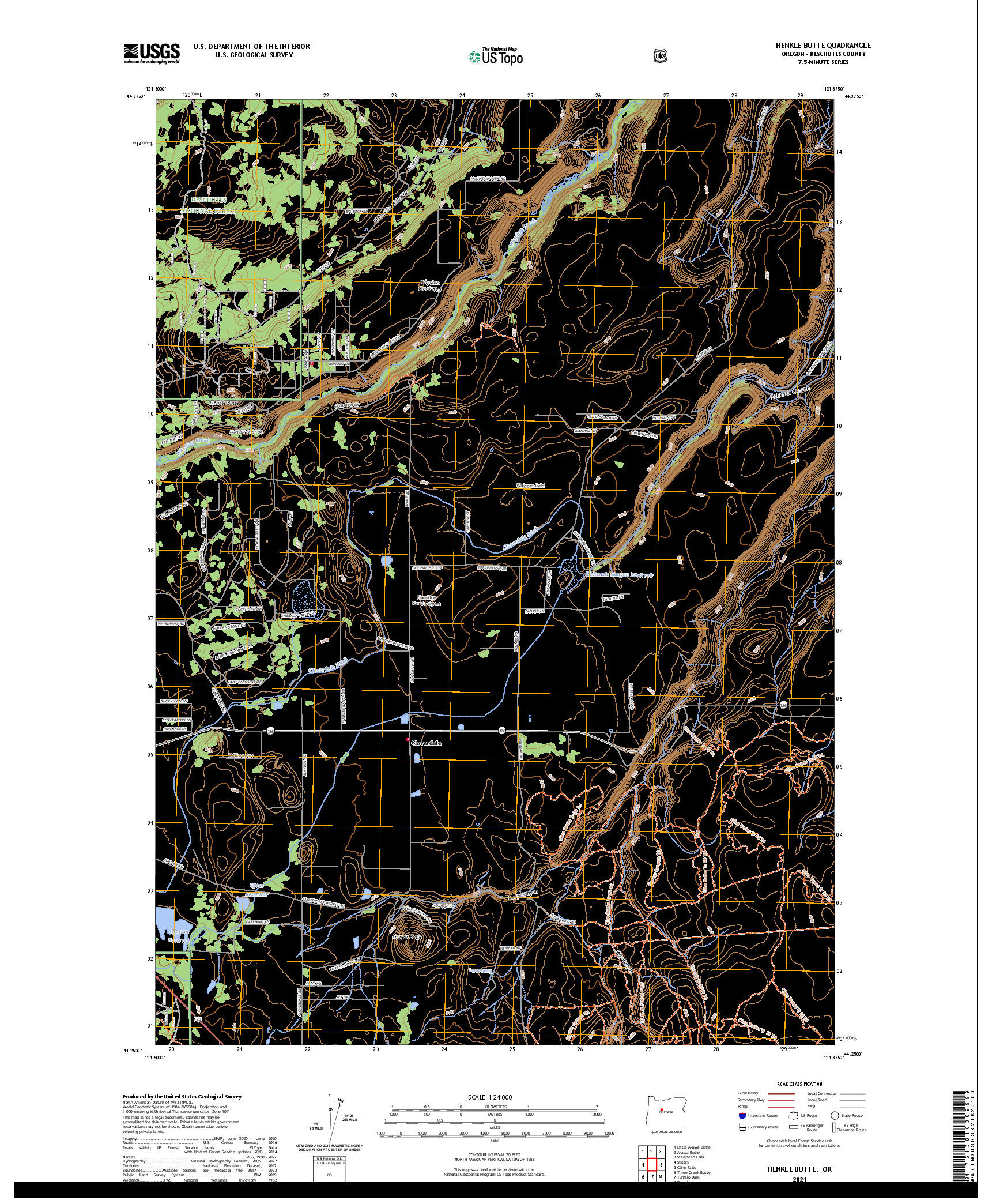 US TOPO 7.5-MINUTE MAP FOR HENKLE BUTTE, OR